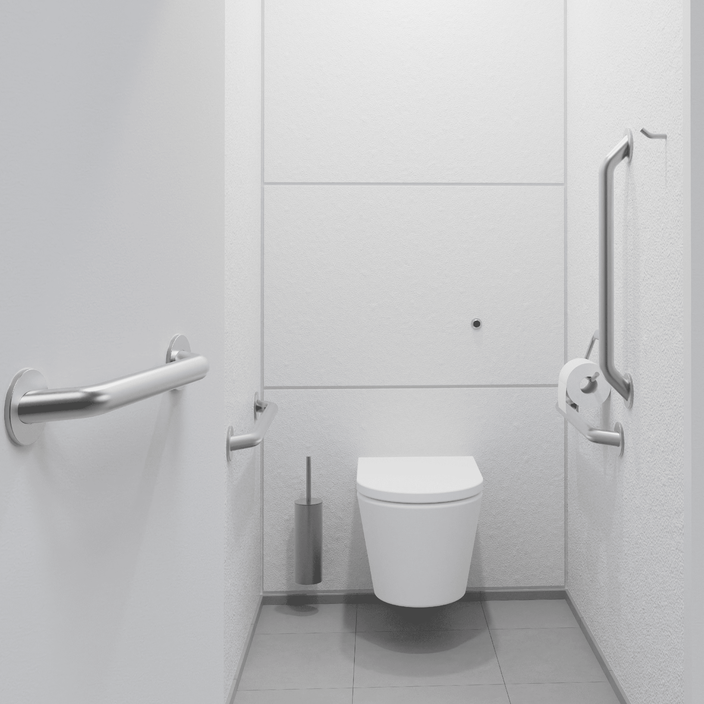 Display product Doc M Satin Ambulant Pack / Wall Hung WC / Straight Grab Bar from manufacturer The Splash Lab