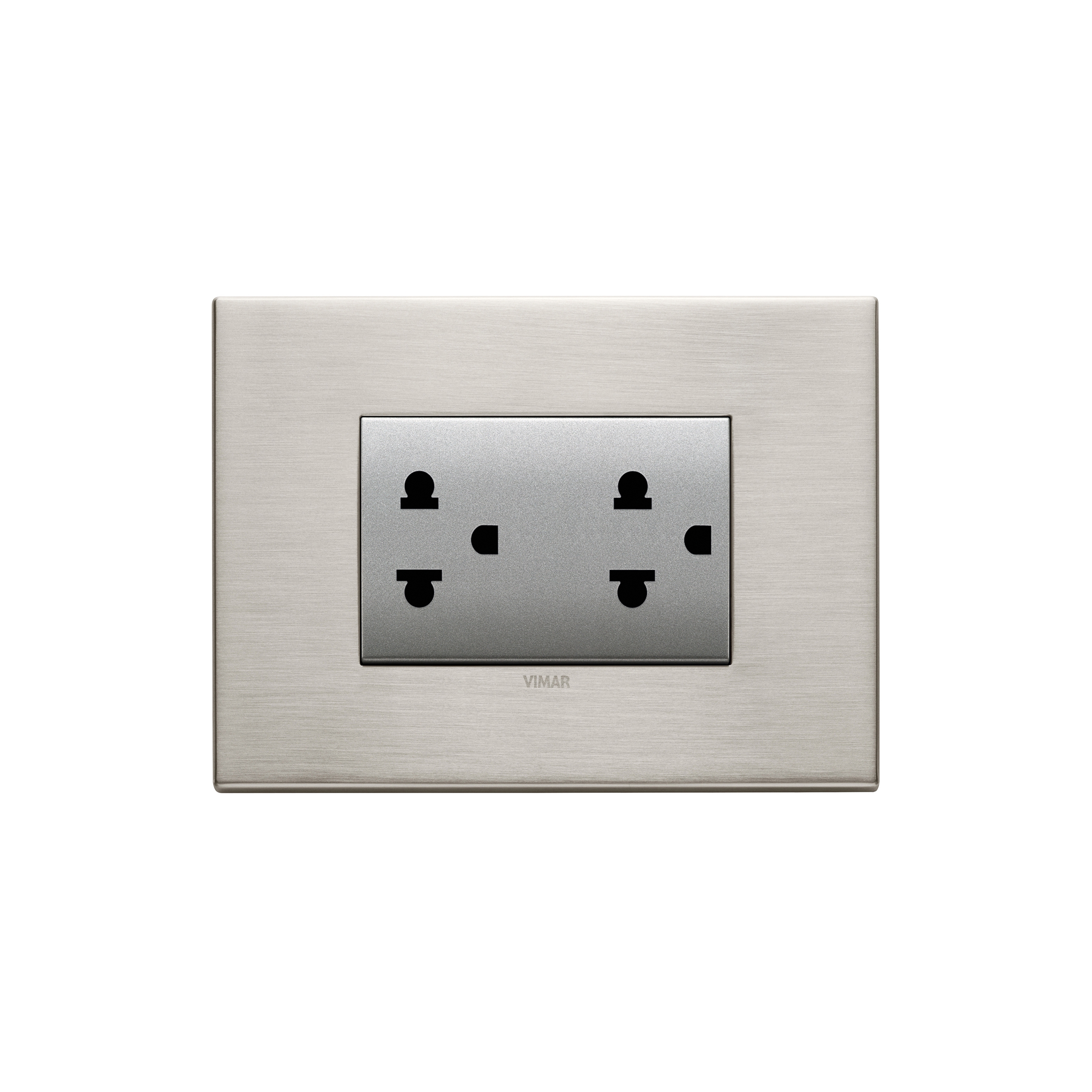 Display product Two USA - EU outlets Eikon Exé brushed nickel from manufacturer VIMAR