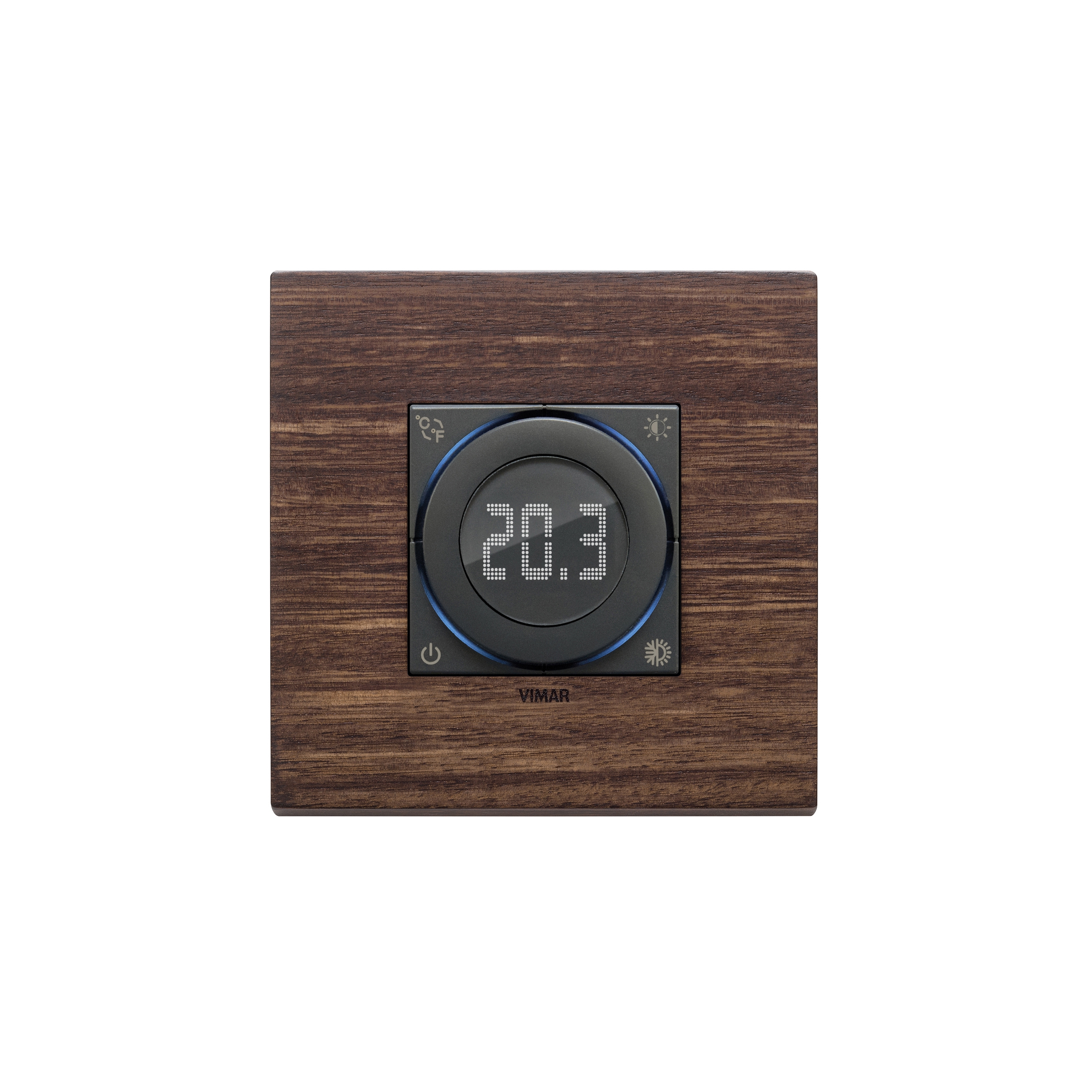 Display product Thermostat wi-fi Eikon Exé wood Eucalyptus from manufacturer VIMAR