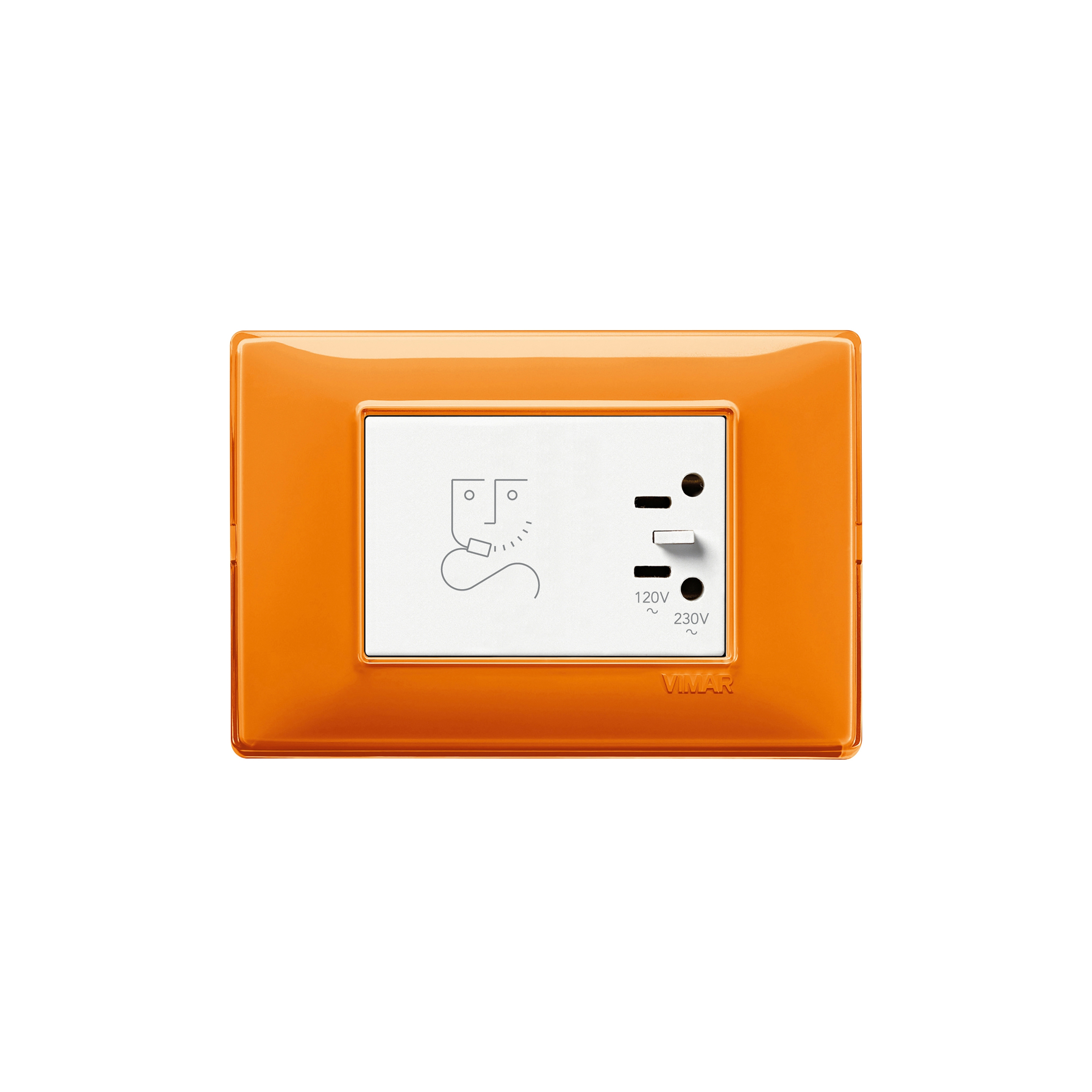 Display product Plana Reflex orange Shaver supply unit from manufacturer VIMAR
