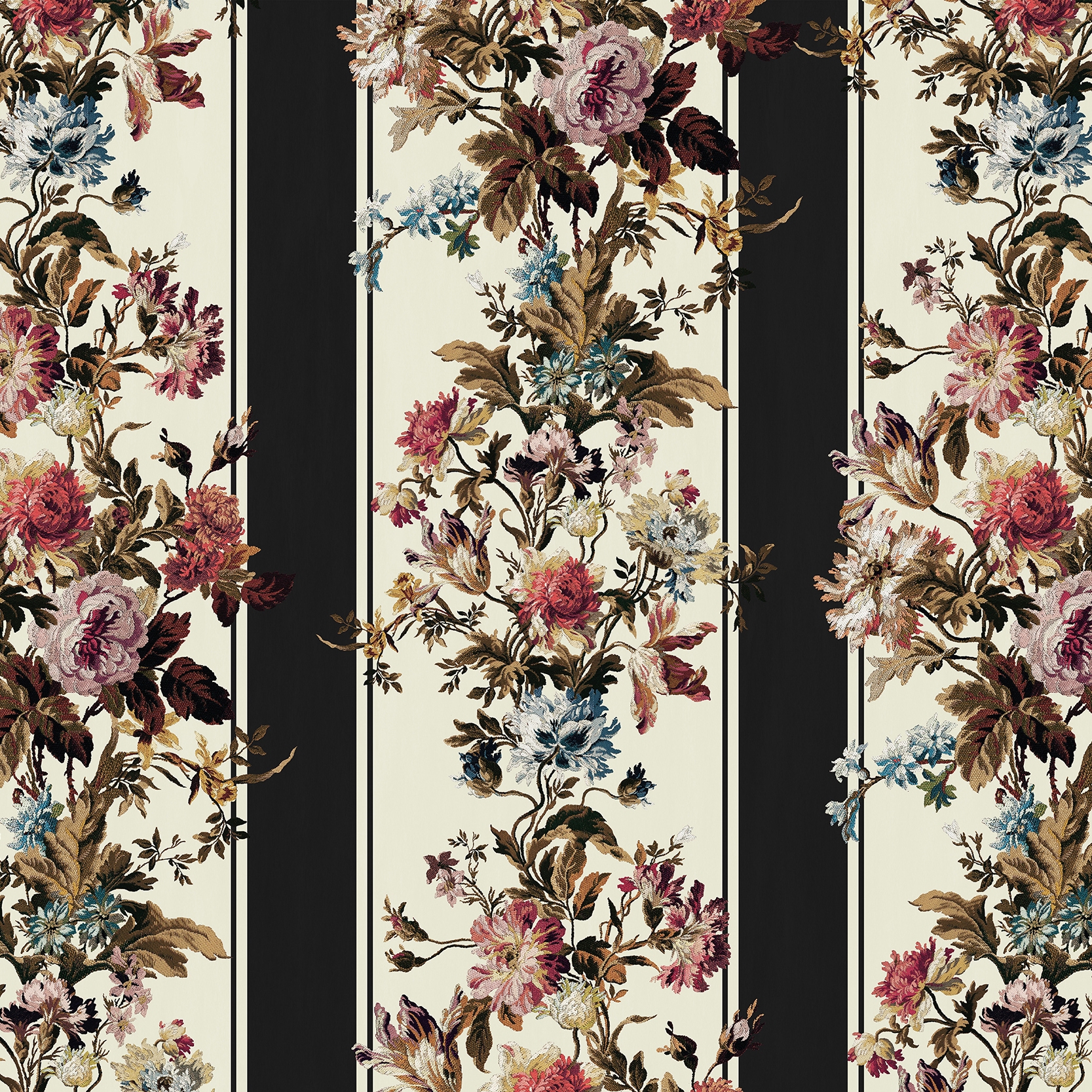 Display product ROSETTA GARLAND Wallpaper - Noir from manufacturer House of Hackney