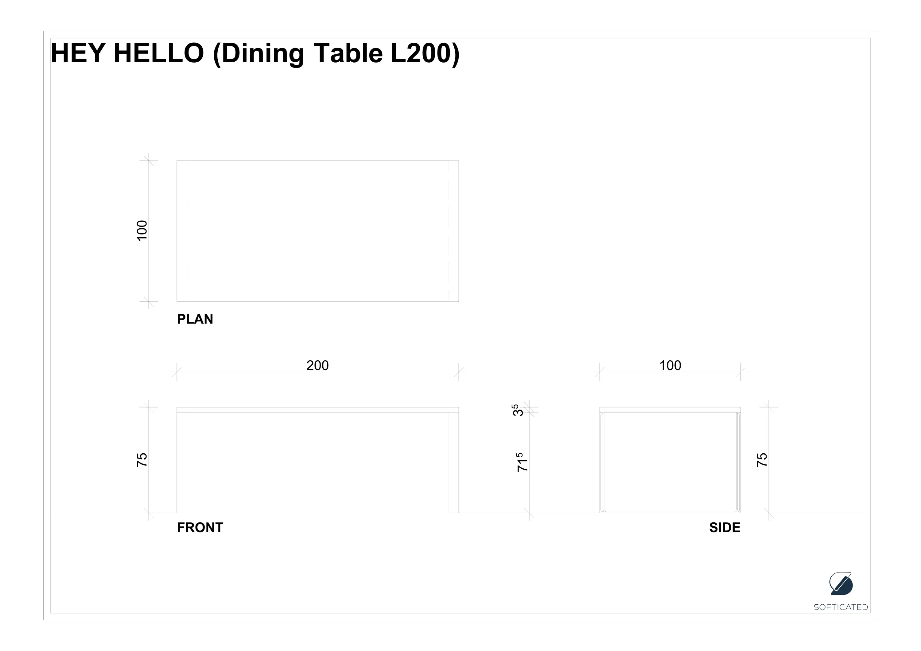 Softicated - Hey Hello | Dining table L200