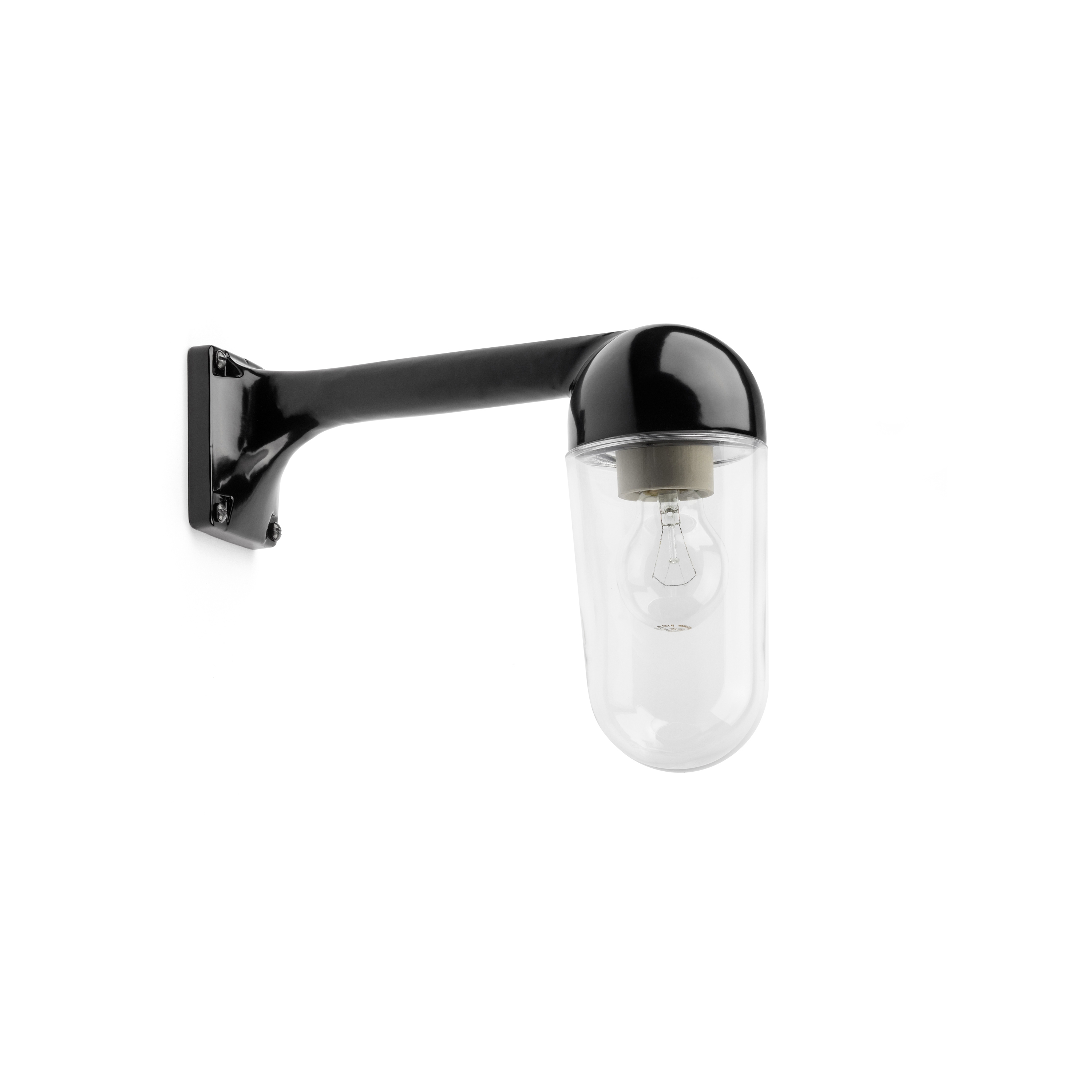 Wall-mounted, cast aluminium lamp, 90 degrees black