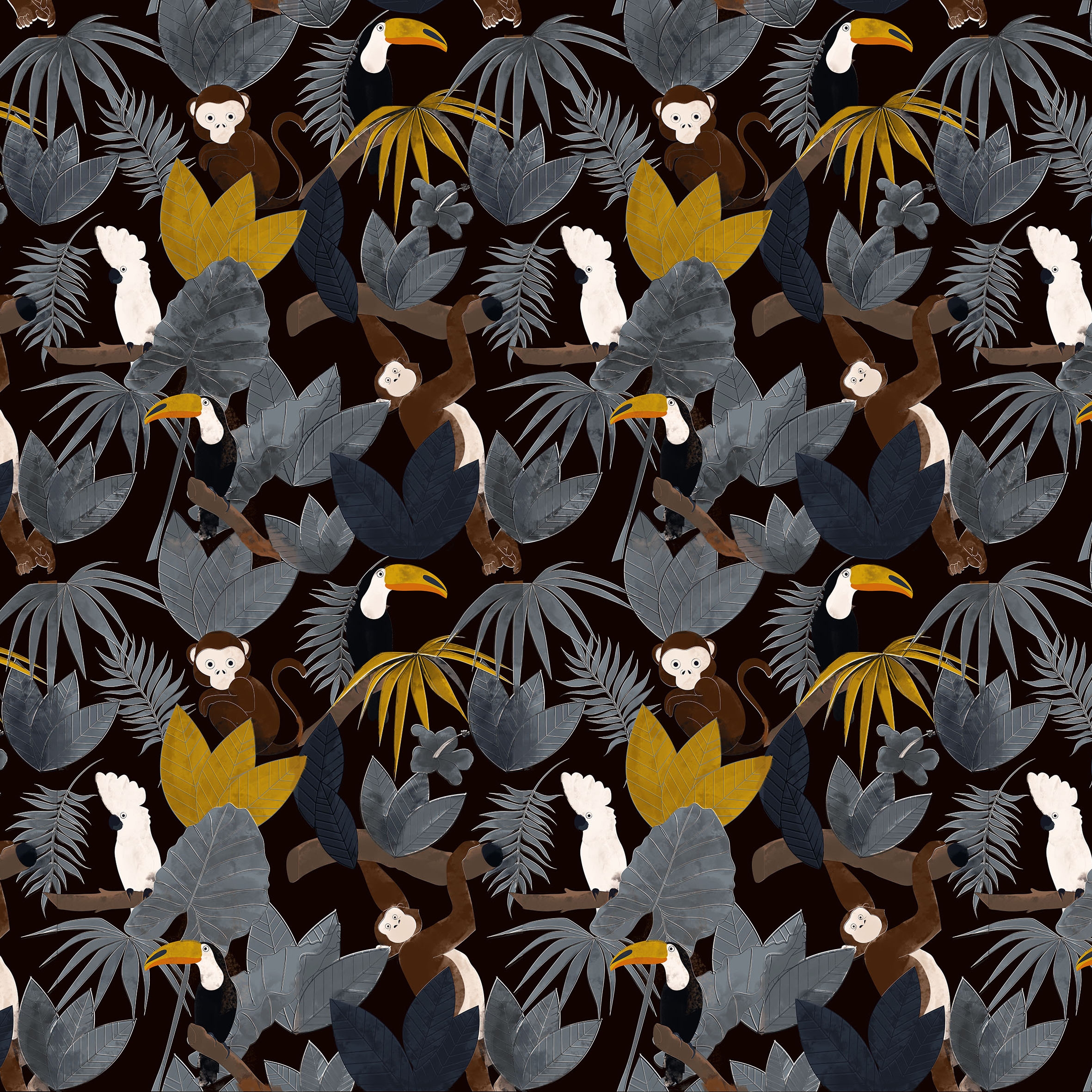 Pattern design | Jungle Naif Black