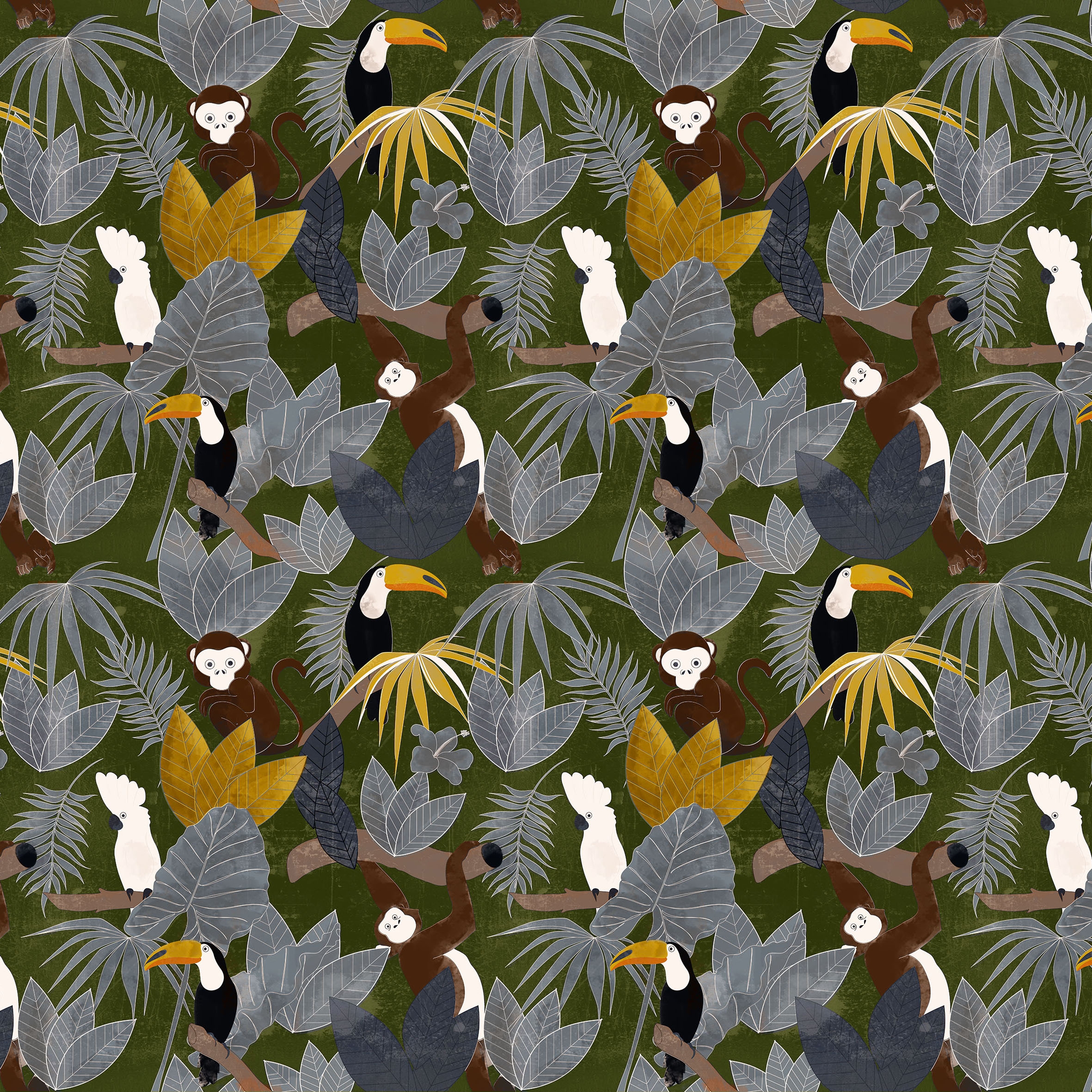 Pattern design | Jungle Naif Green