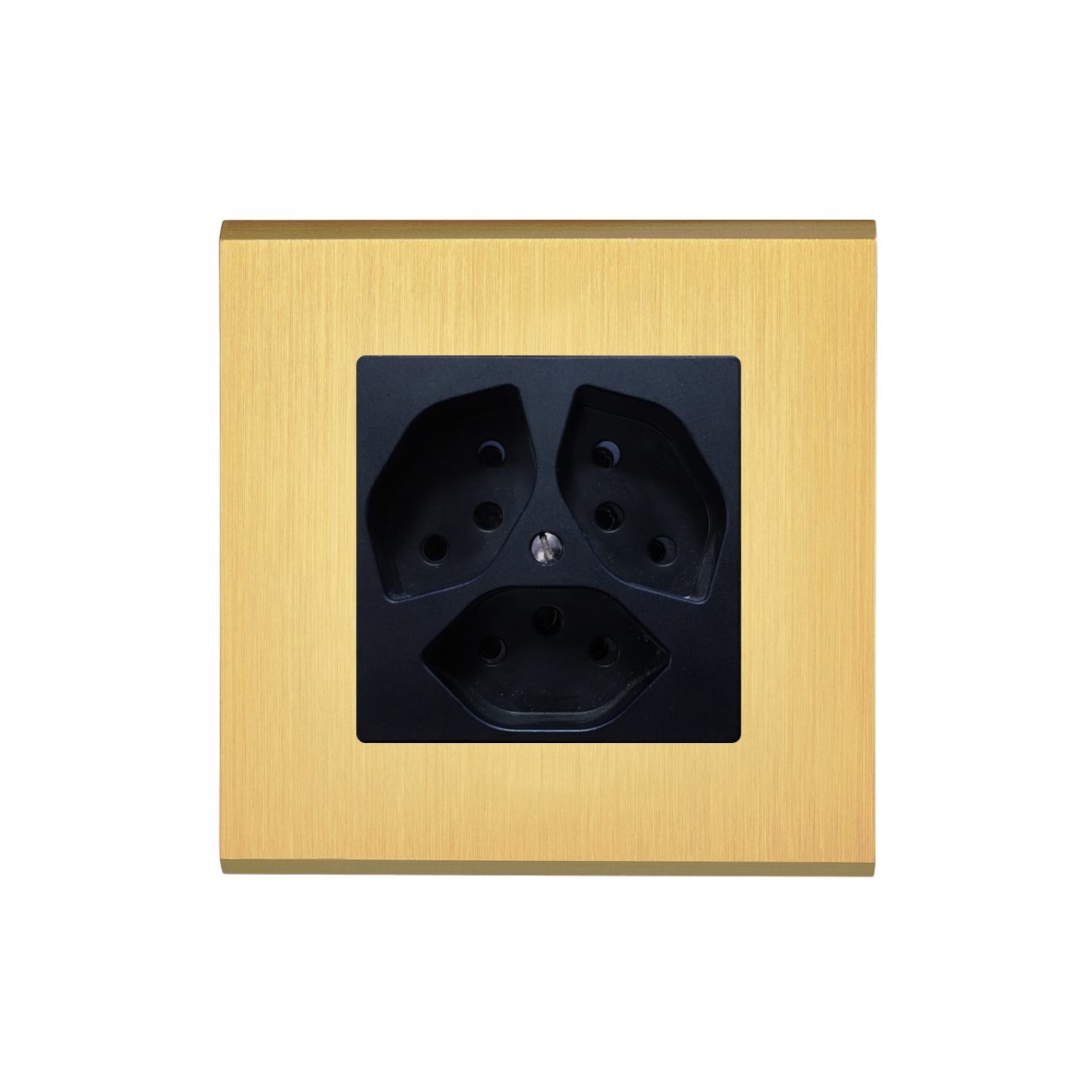 Display product Brushed Brass - SIngle cover plate - 1 Swiss Socket from manufacturer Modelec