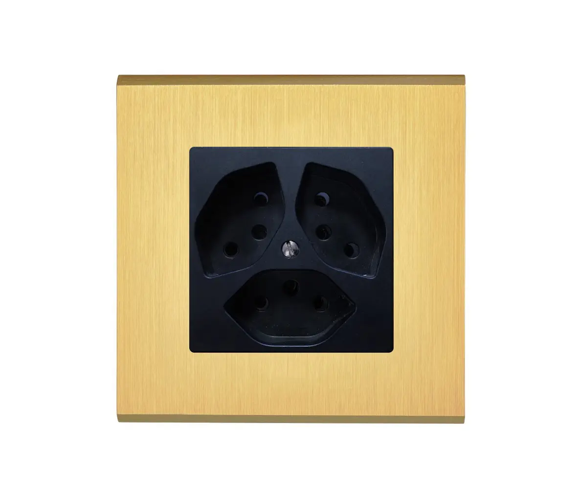 Modelec - Brushed Brass - SIngle cover plate - 1 Swiss Socket