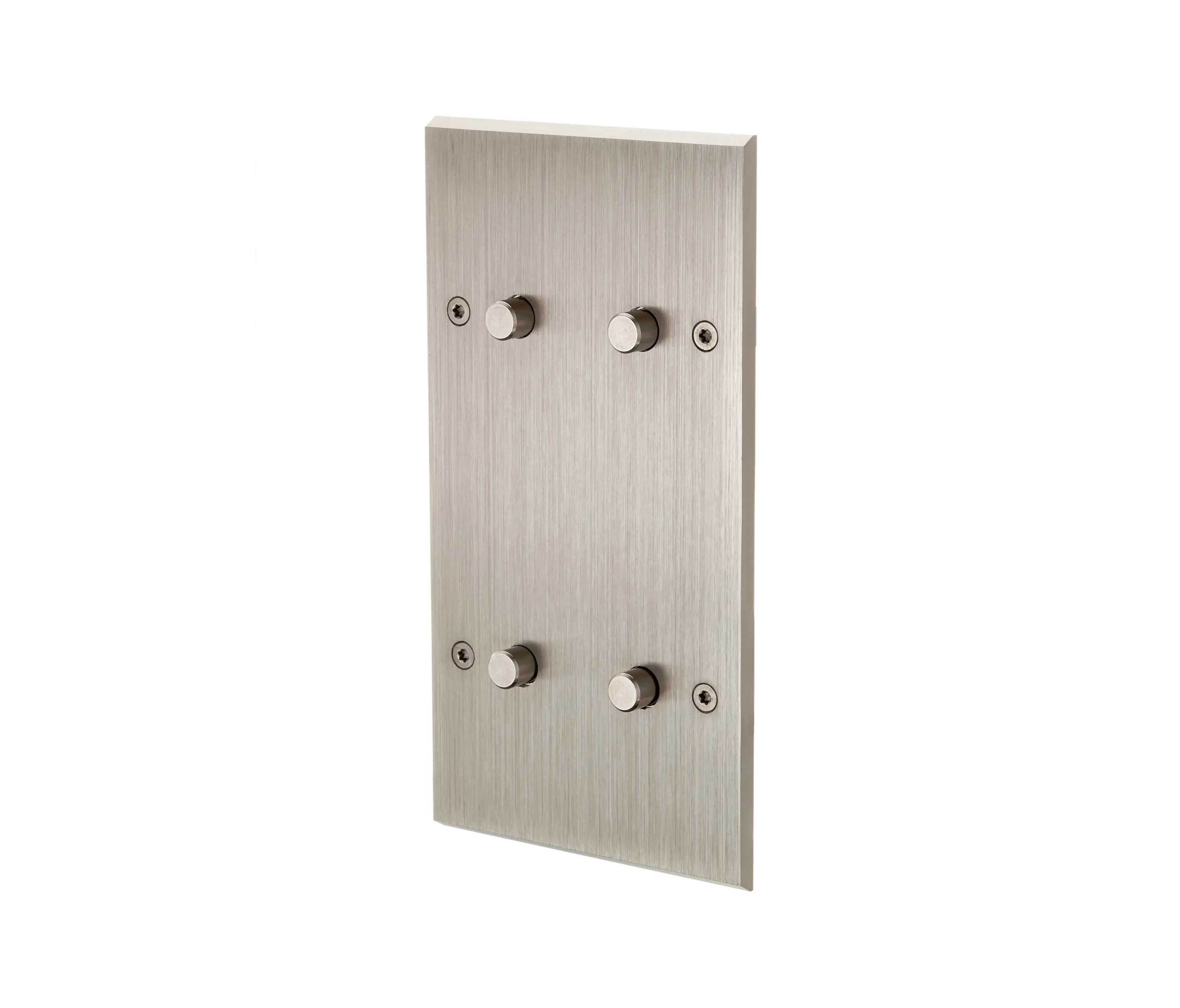 Modelec - Acier Brossé - Plaque Double Verticale - 4 PUSH