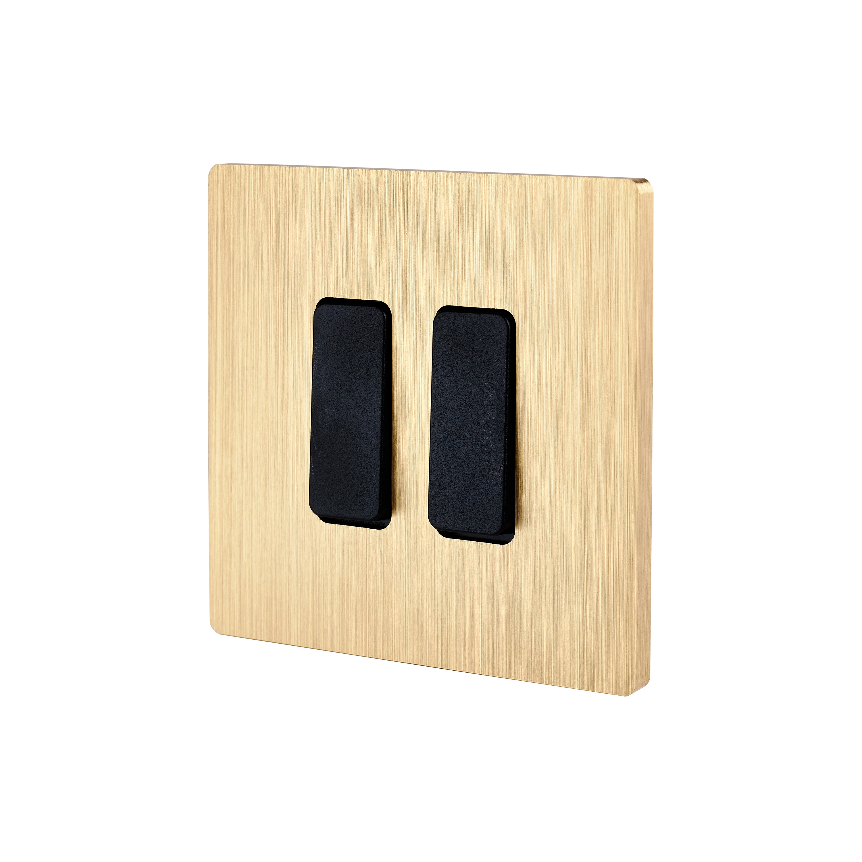 Mostra il prodotto Brushed Brass - Single cover plate - 2 flat black buttons del produttore Modelec