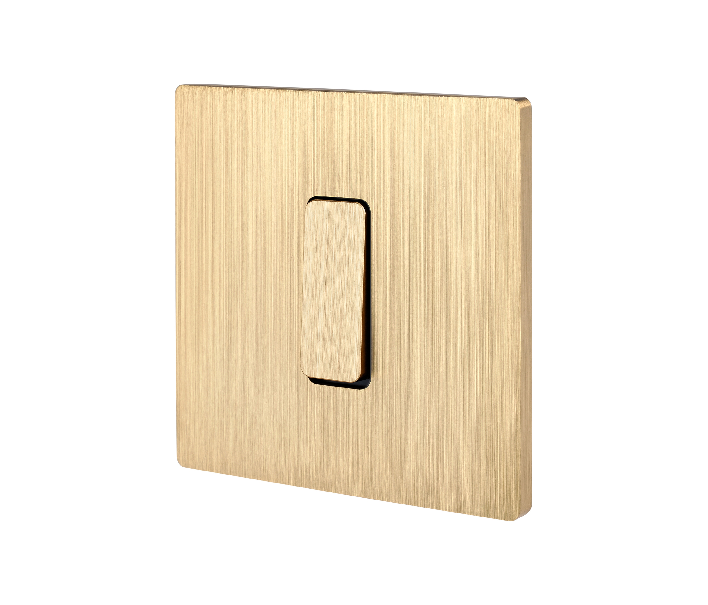Afficher le produit Laiton Brossé - Plaque simple - 1 Bouton plat laiton brossé du fabricant Modelec