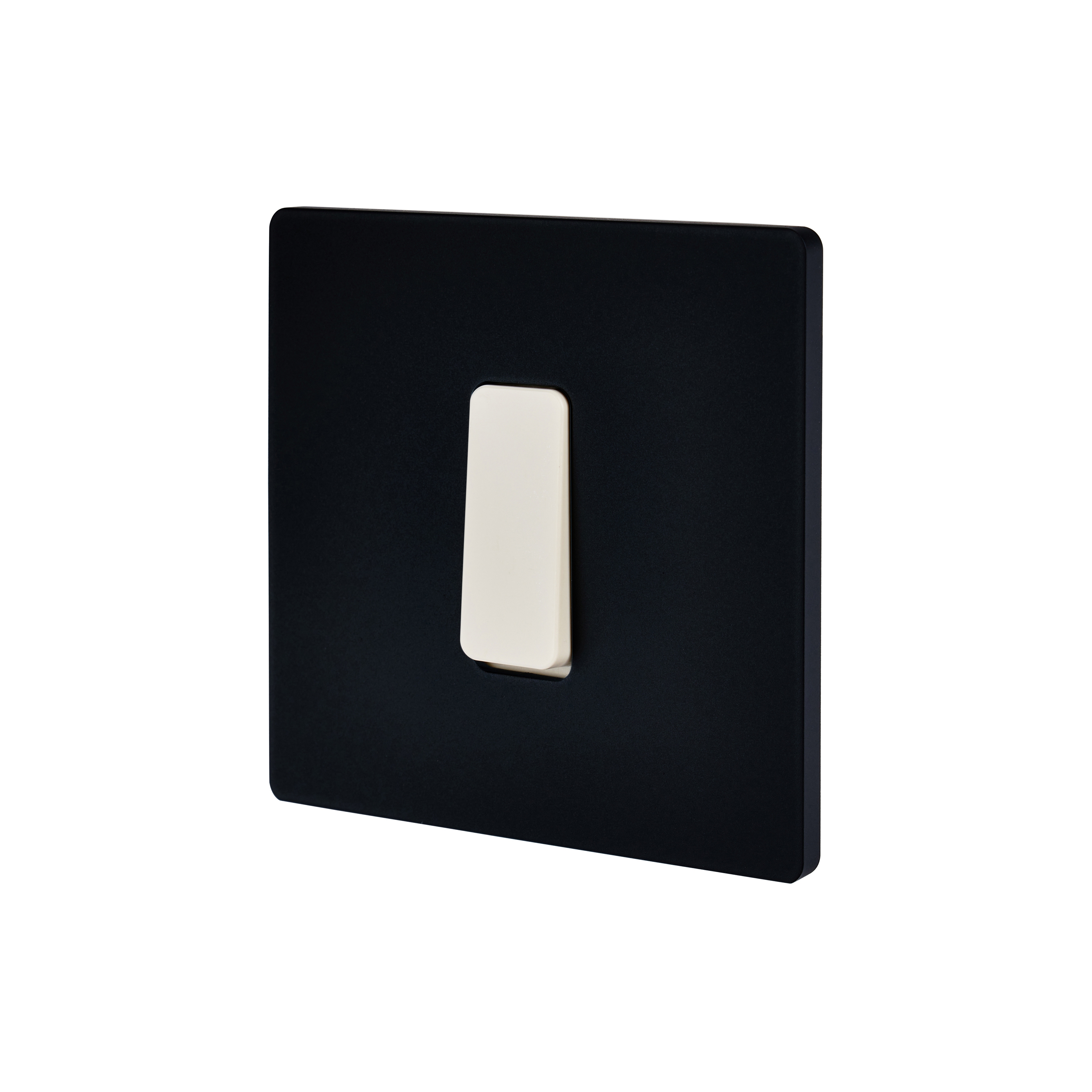 Noir mat - Plaque simple - 1 Bouton plat ivoire