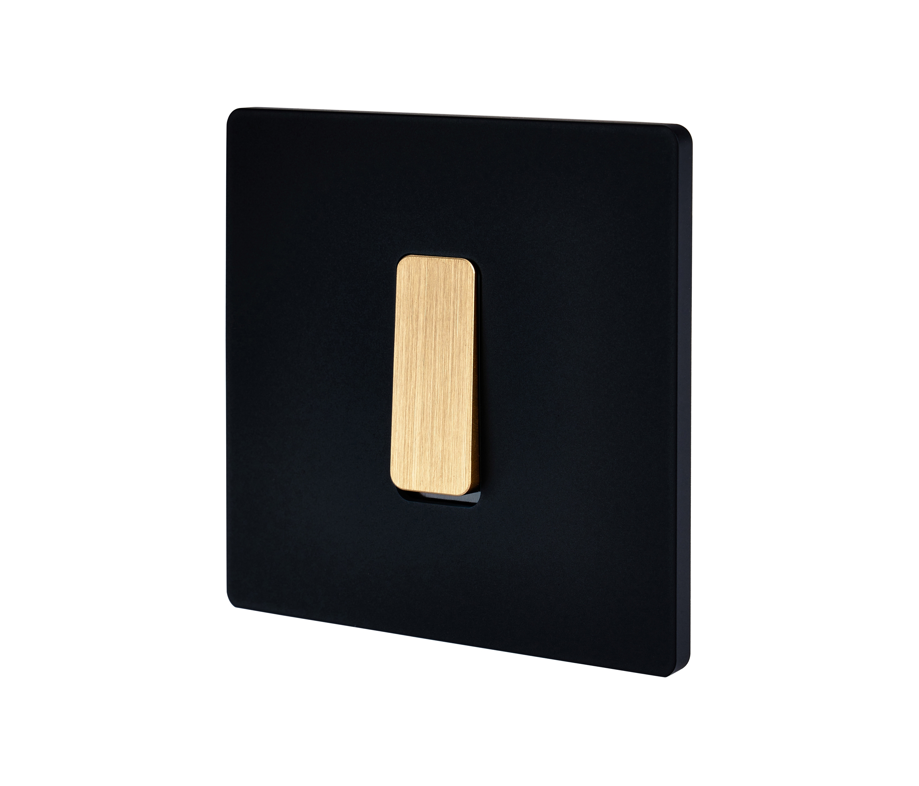 Afficher le produit Noir mat - Plaque simple - 1 Bouton plat laiton brossé du fabricant Modelec