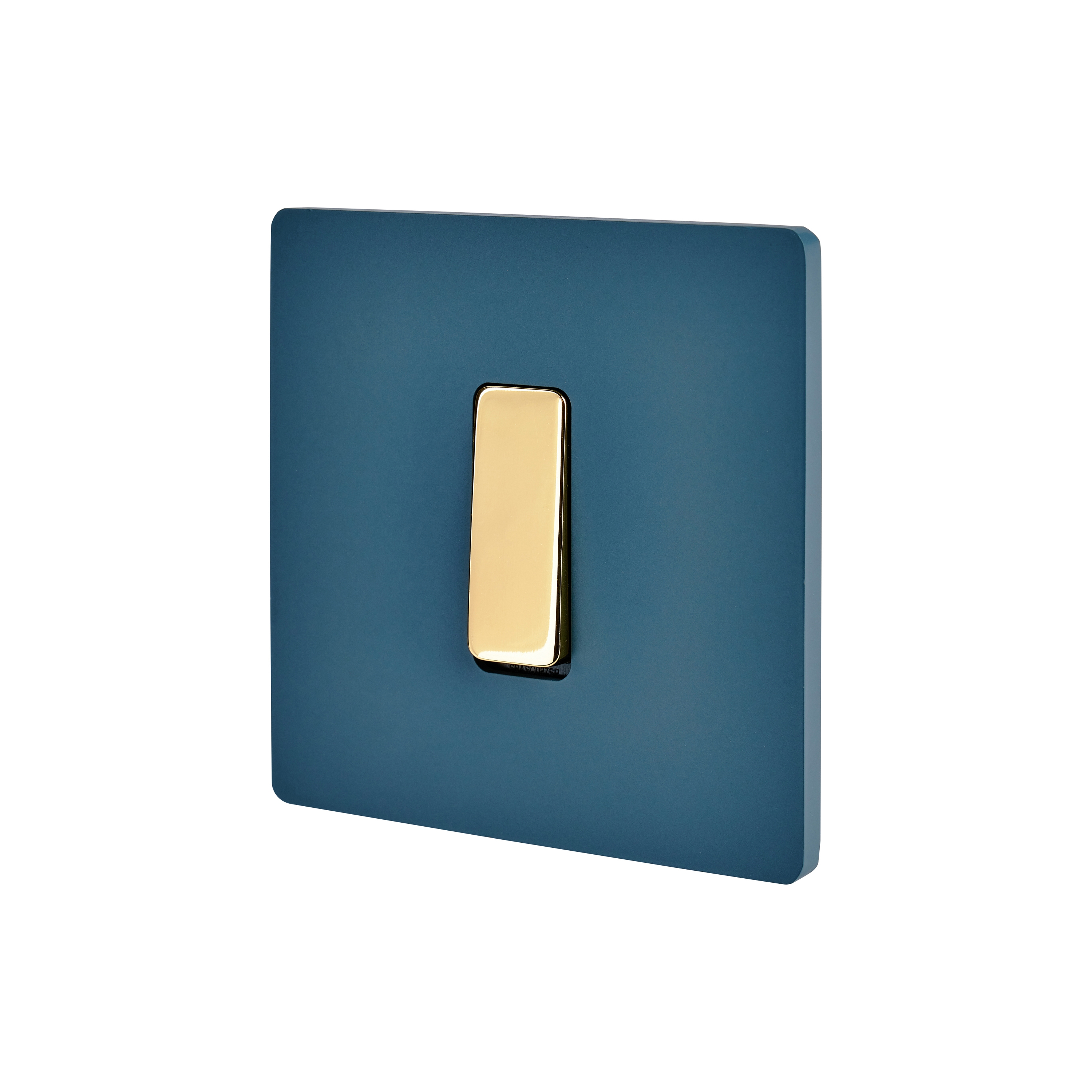 Bleu RL -  Plaque simple - 1 Bouton plat miroir vernis