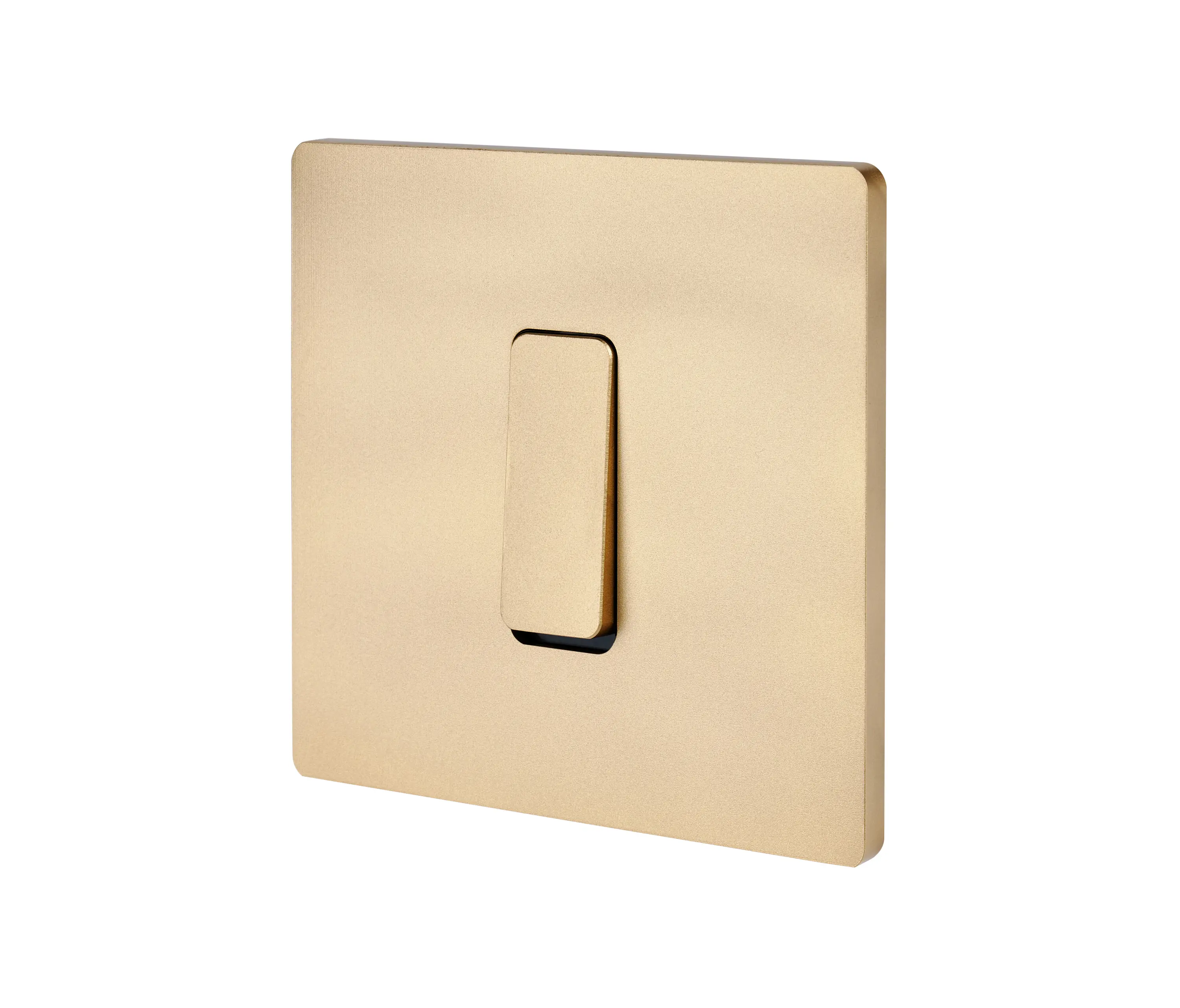 Modelec - Laiton sablé - Plaque simple - 1 Bouton plat laiton sablé