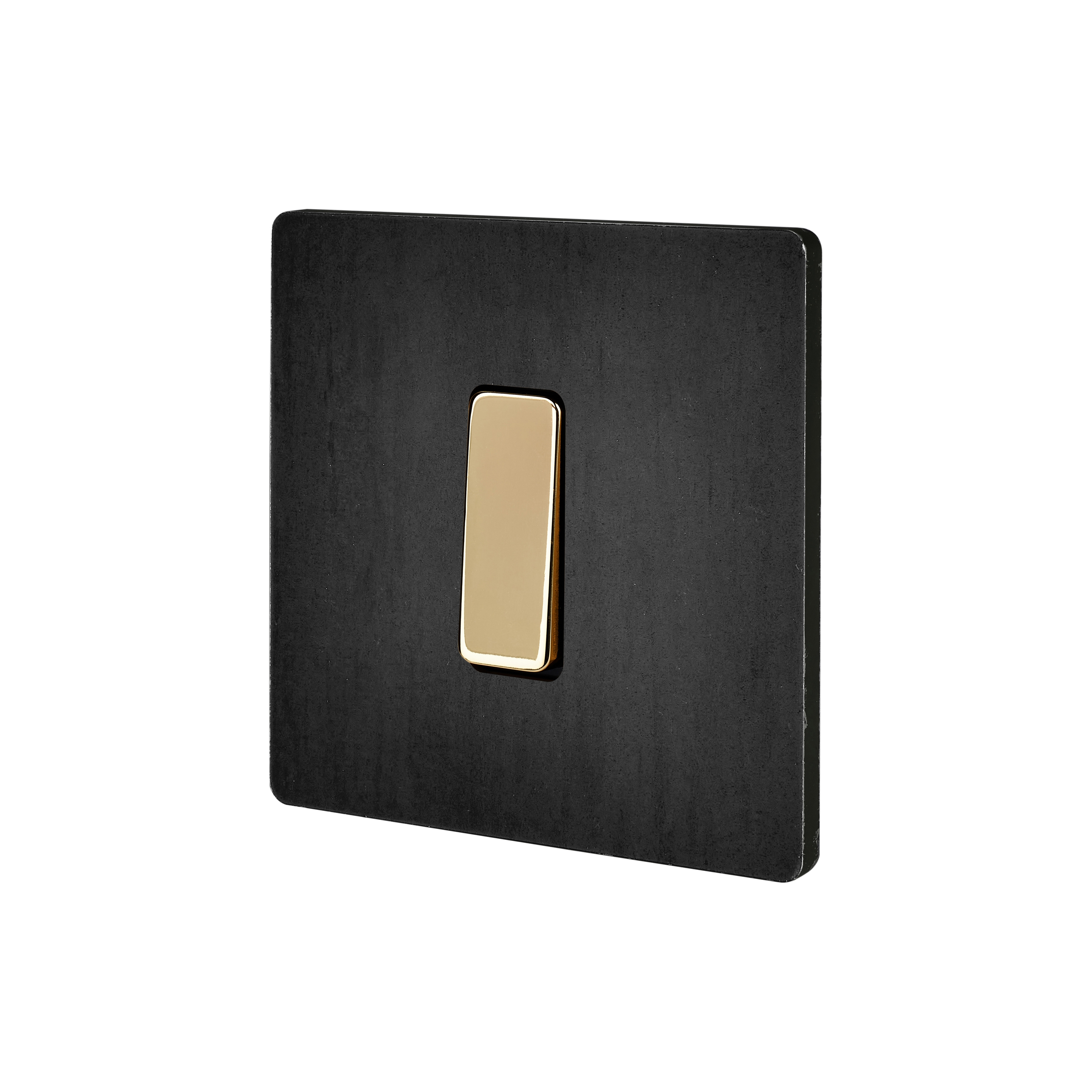 STB Steel - Single cover plate - 1 flat mirror varnished brass button
