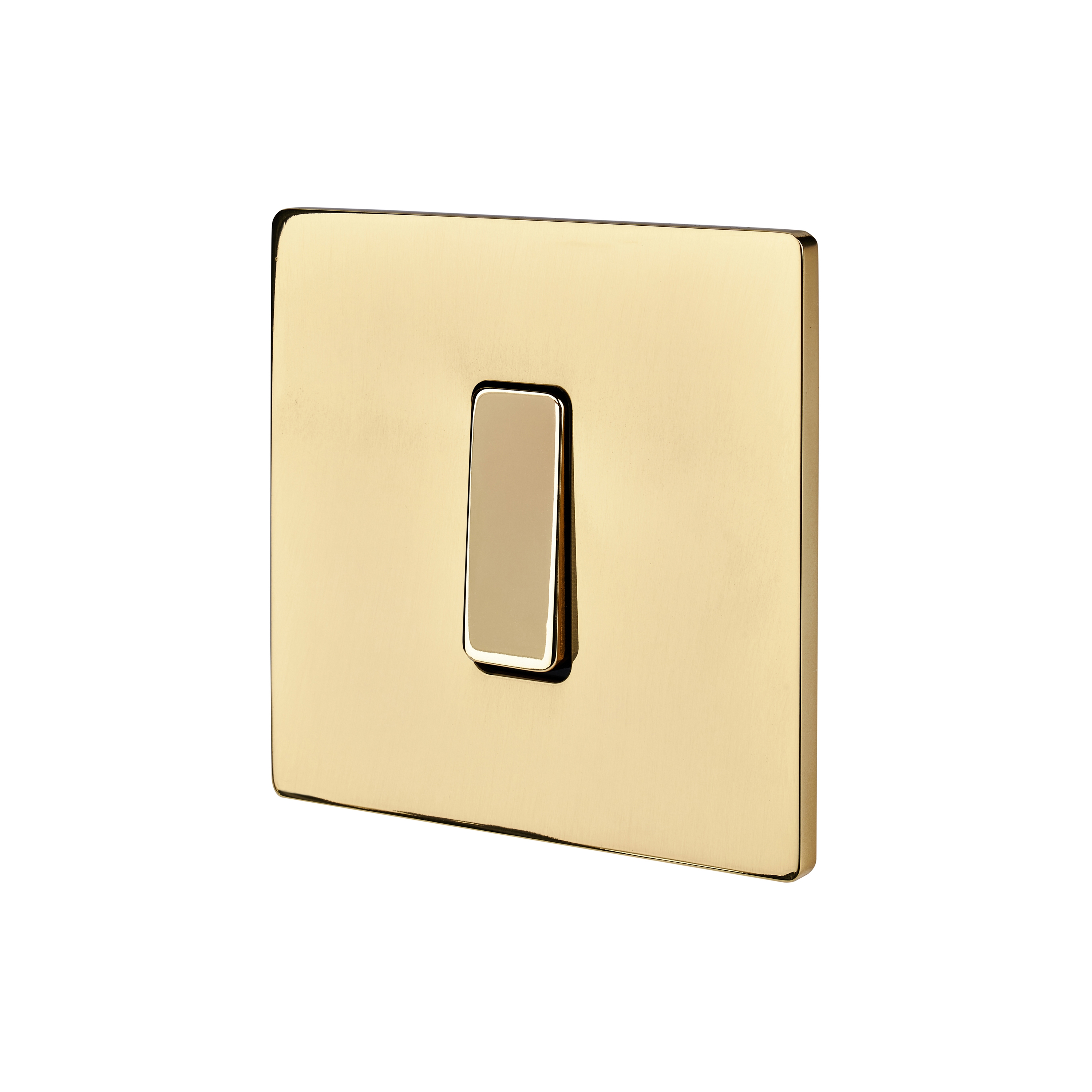 Mostra il prodotto Mirror Varnished Brass - Single cover plate - 1 flat mirror varnished brass button del produttore Modelec