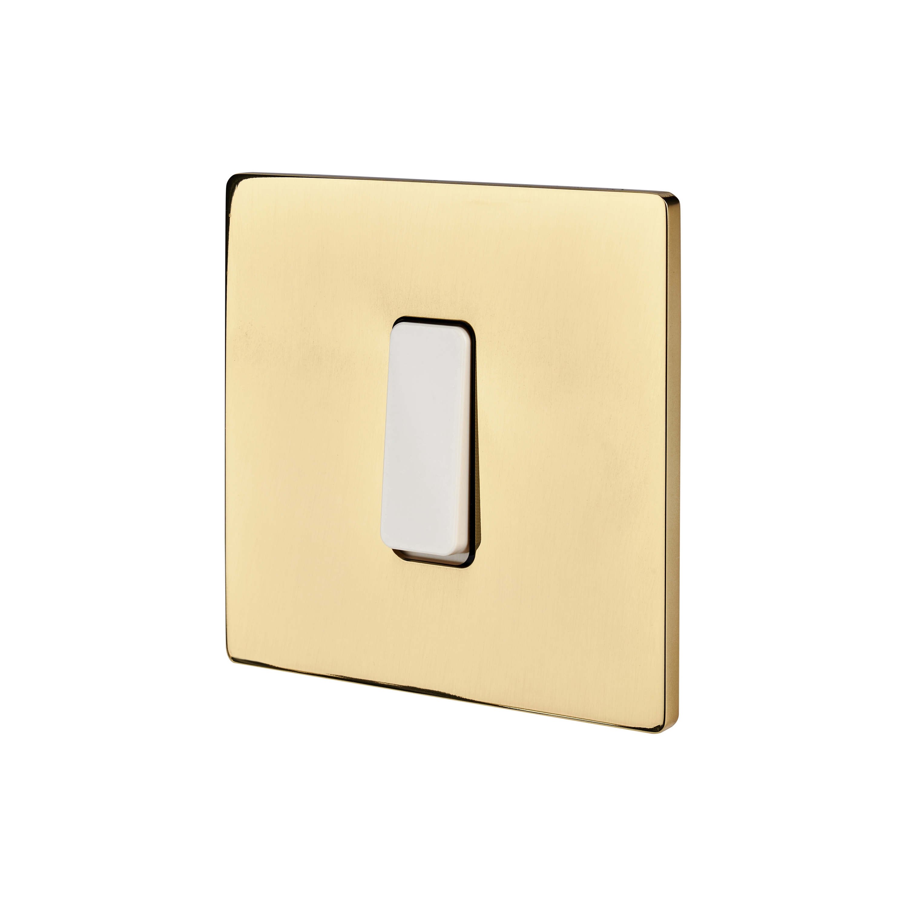 Mirror Varnished Brass - Single cover plate - 1 flat ivory button