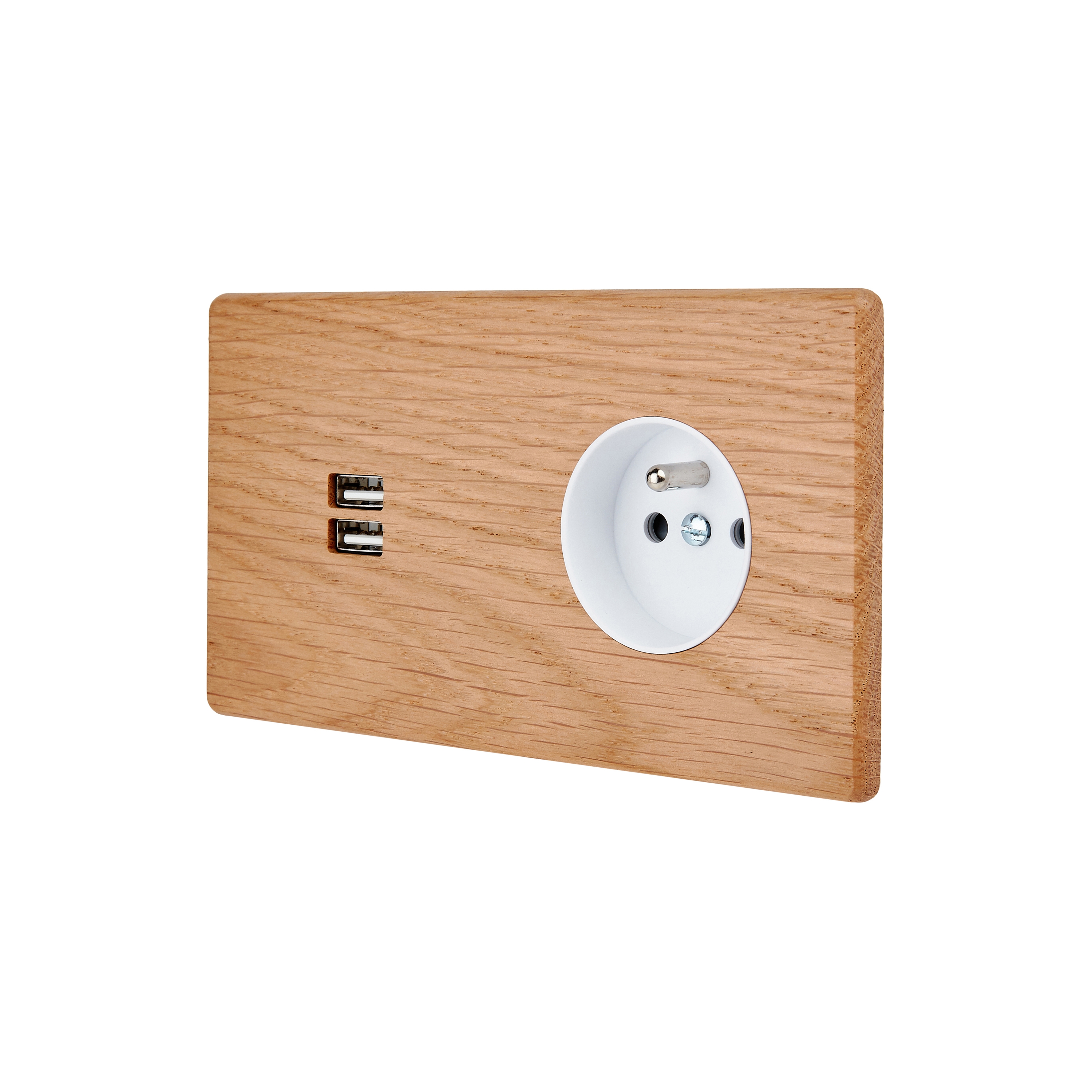 Display product Light Oak - Double Horizontal Cover Plate - USB A - Socket from manufacturer Modelec