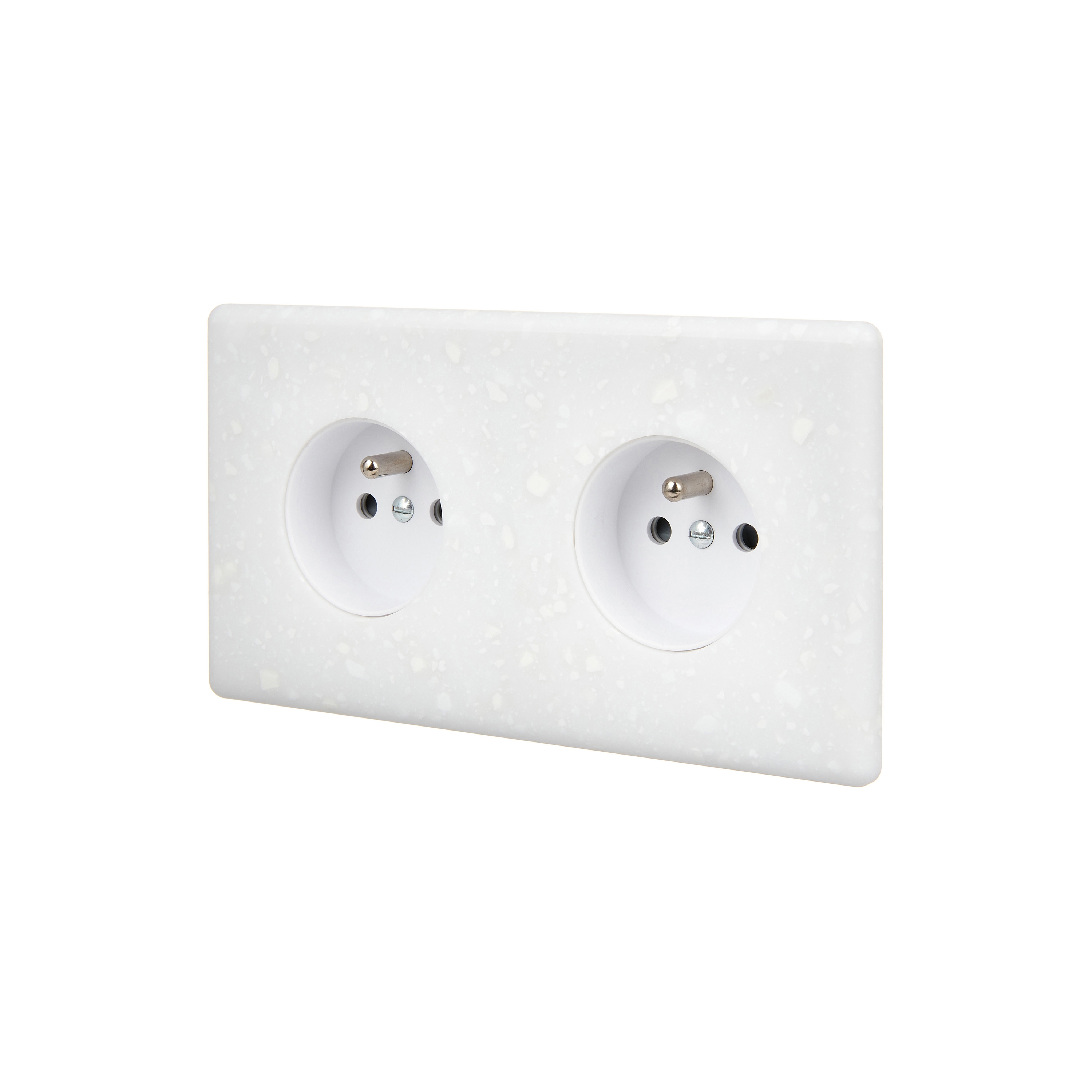 Display product White Terrazzo - Double Horizontal Cover Plate - 2 Sockets from manufacturer Modelec