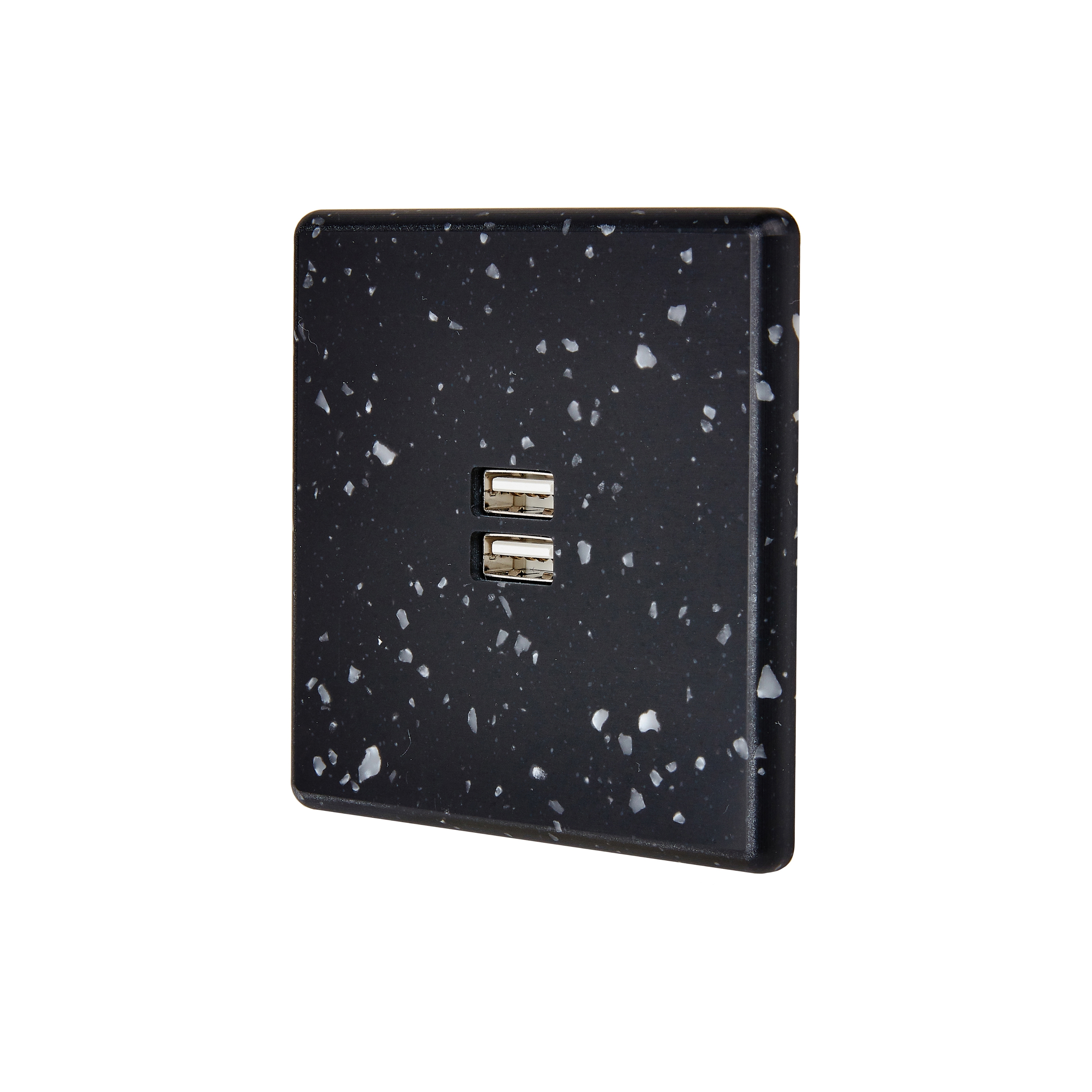 Display product Black Terrazzo - Single Cover Plate - 1 USB A from manufacturer Modelec