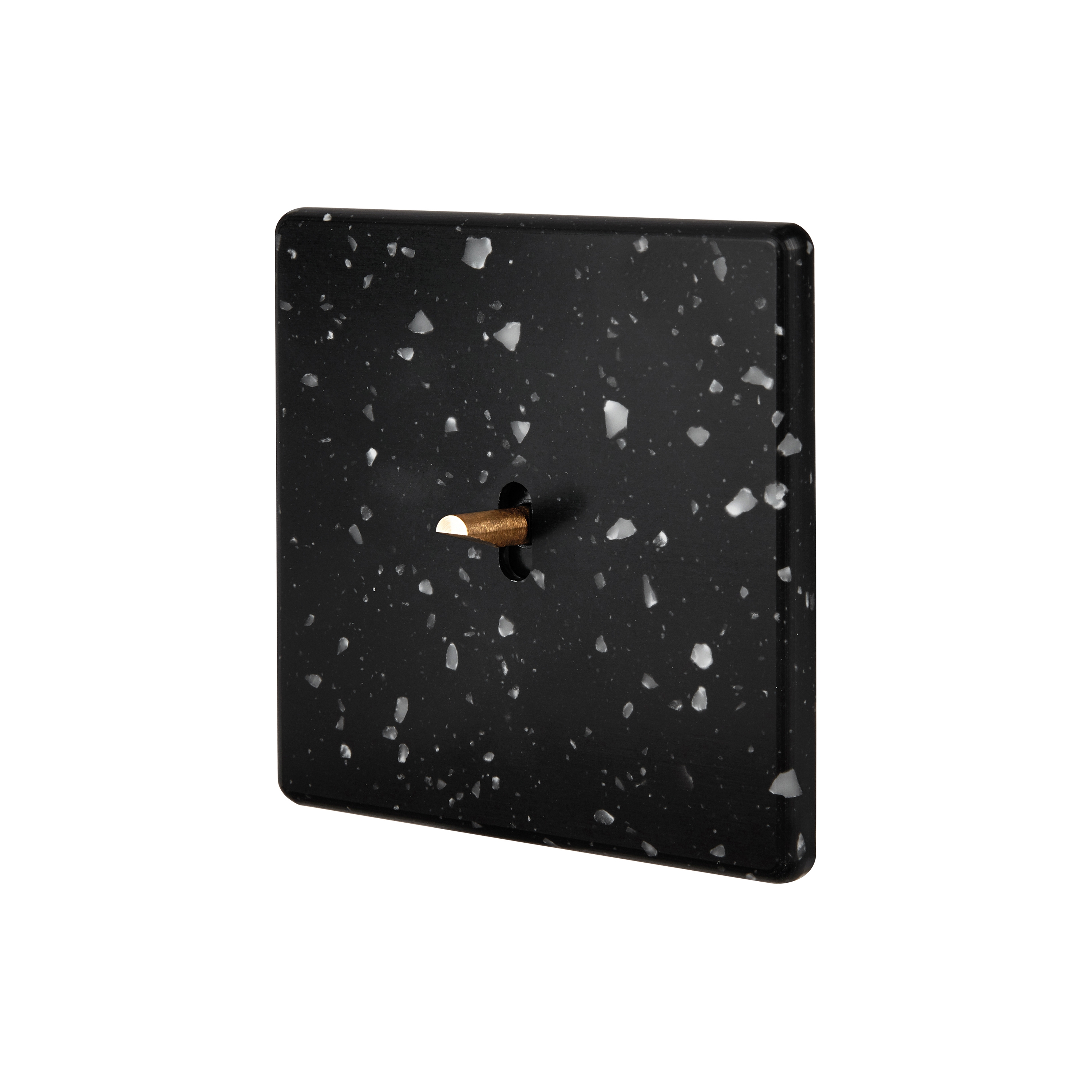 Afficher le produit Terrazzo Noir - Plaque Simple - 1 levier doré du fabricant Modelec