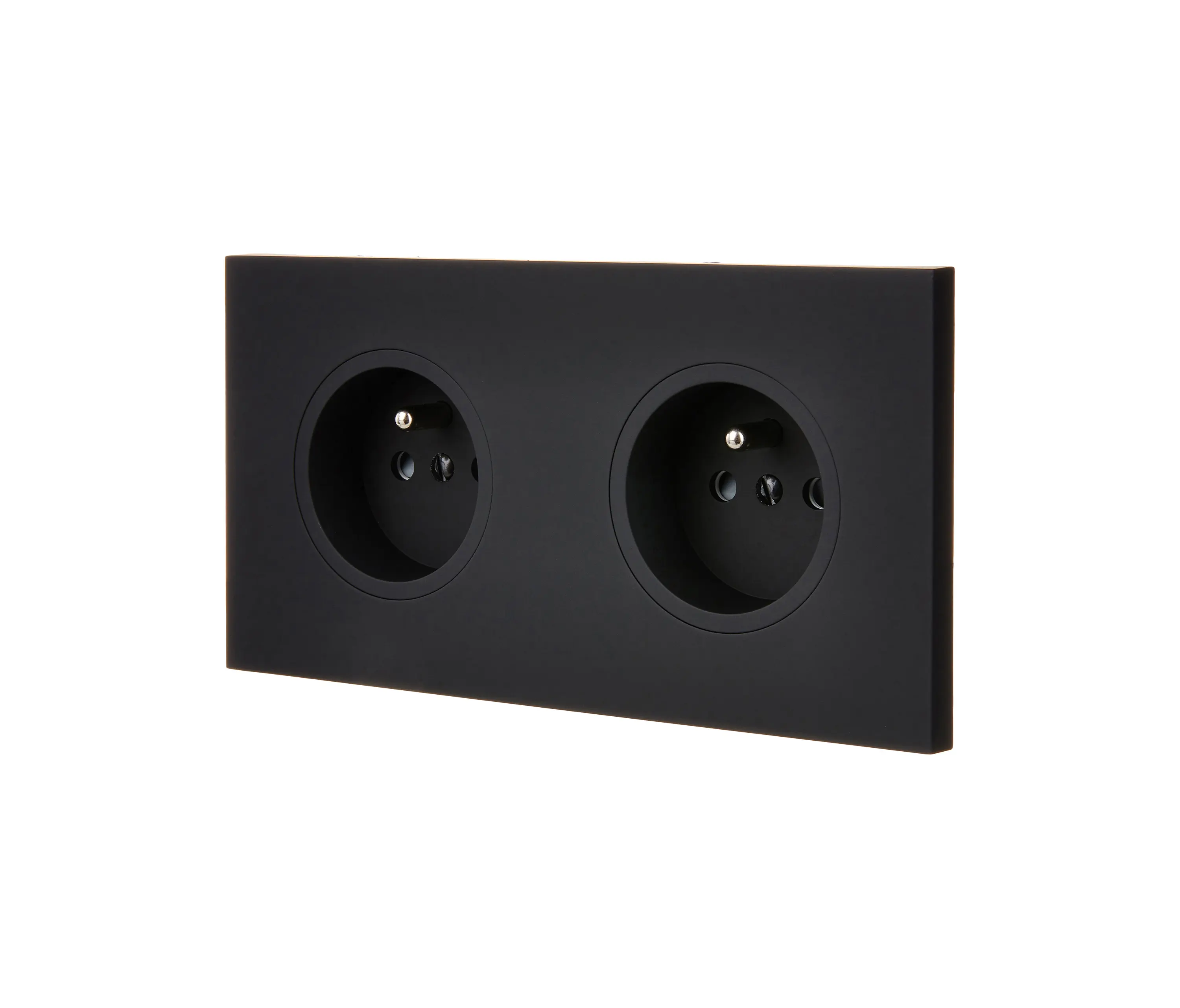 Modelec - Black Soft Touch - Double Horizontal Cover Plate - 2 Sockets