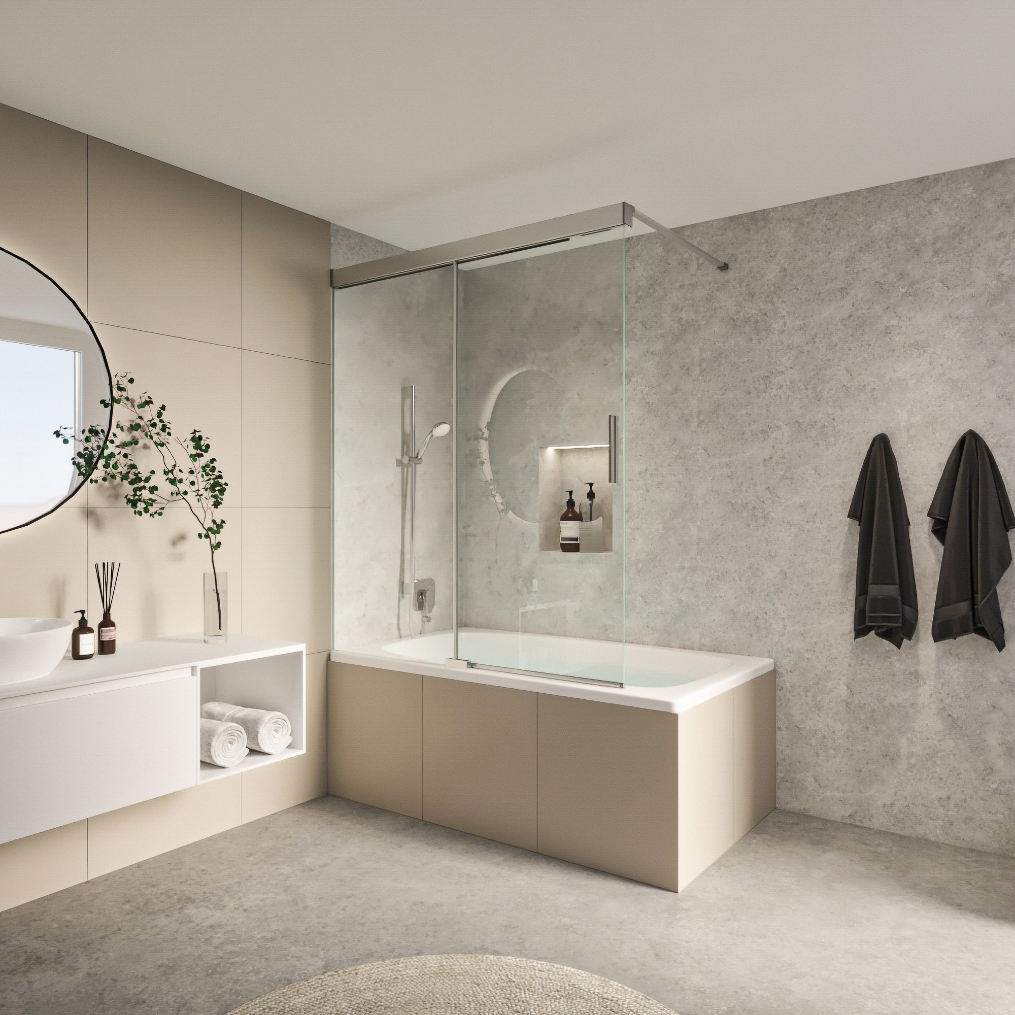 Produkt S606 PDSB2F Schiebetüre freistehend 2-teilig auf Badewanne des Herstellers Koralle anzeigen