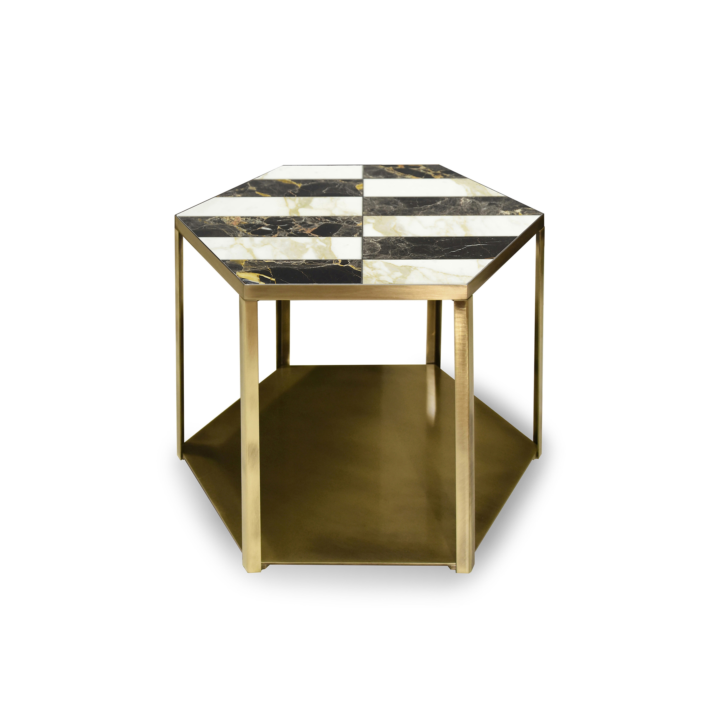Mel | Side Table With Inlaid Marble Top