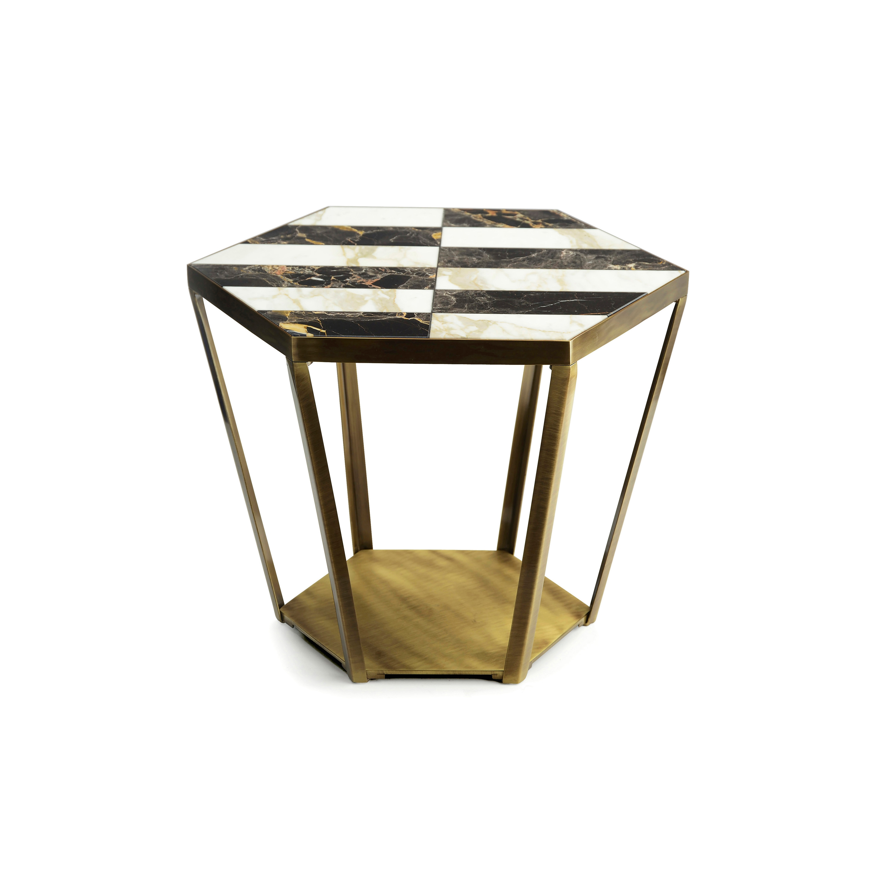 Display product Ray | Side Table With Inlaid Marble Top from manufacturer Marioni