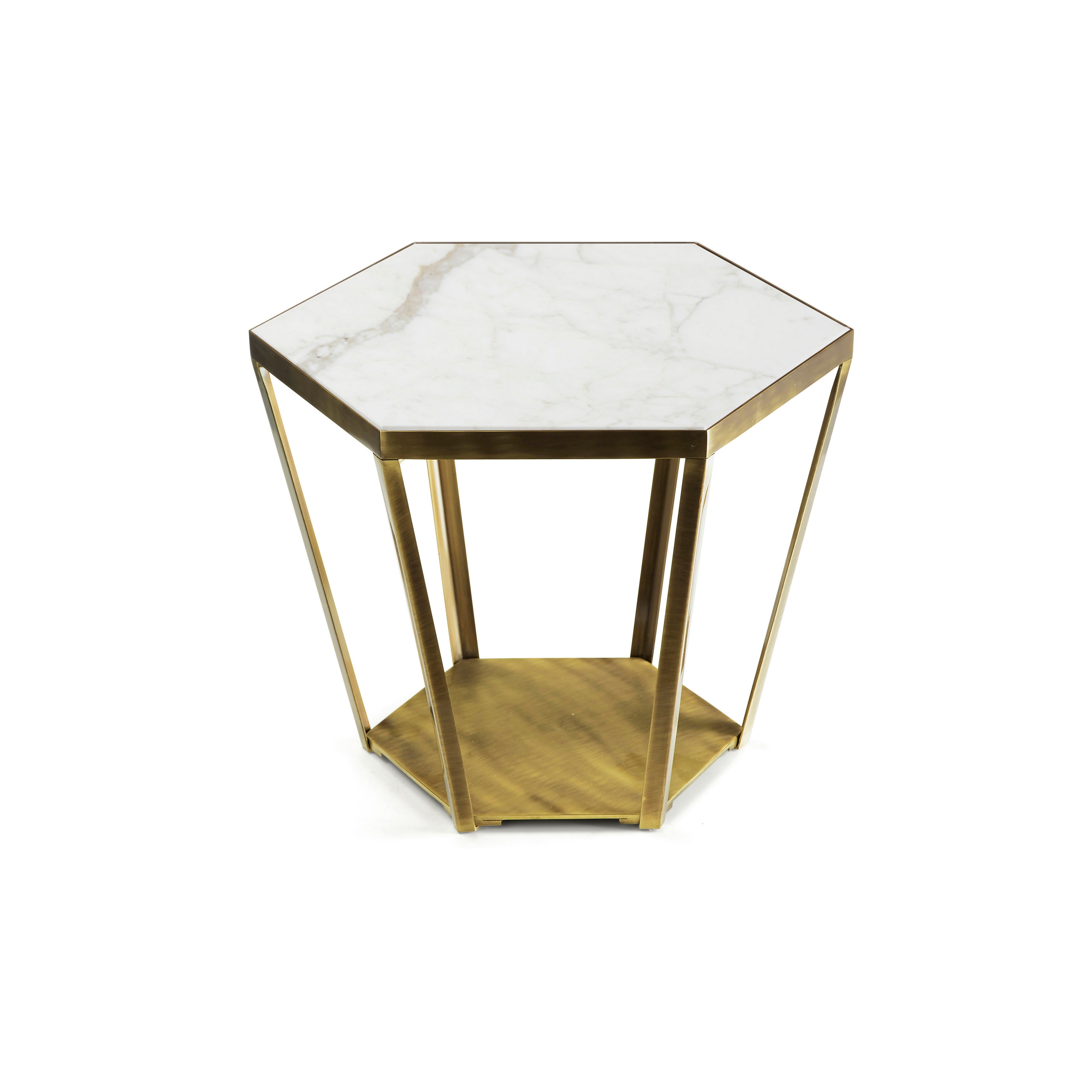 Ray | Sloping Side Table With Marble Top