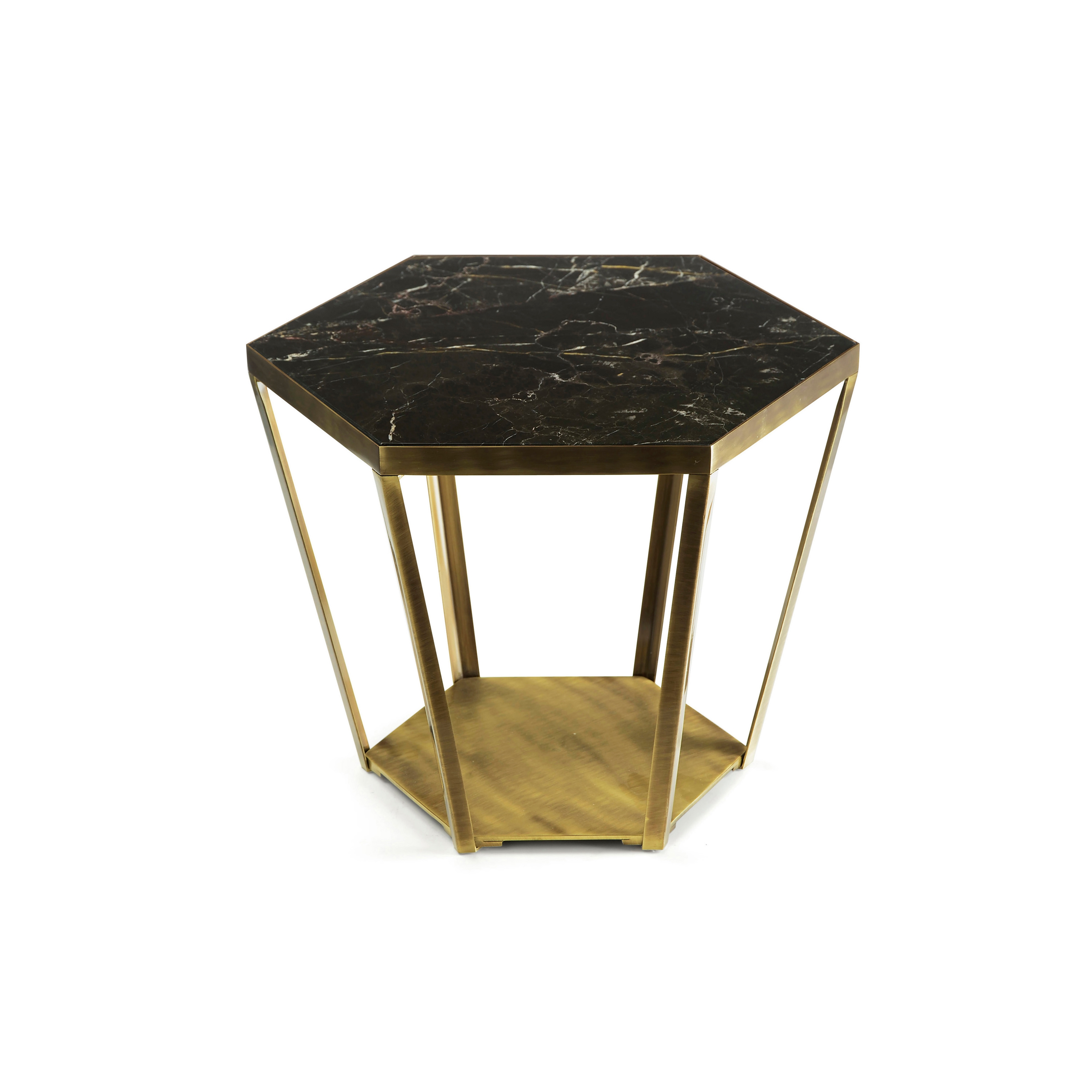 Ray | Sloping Side Table With Marble Top