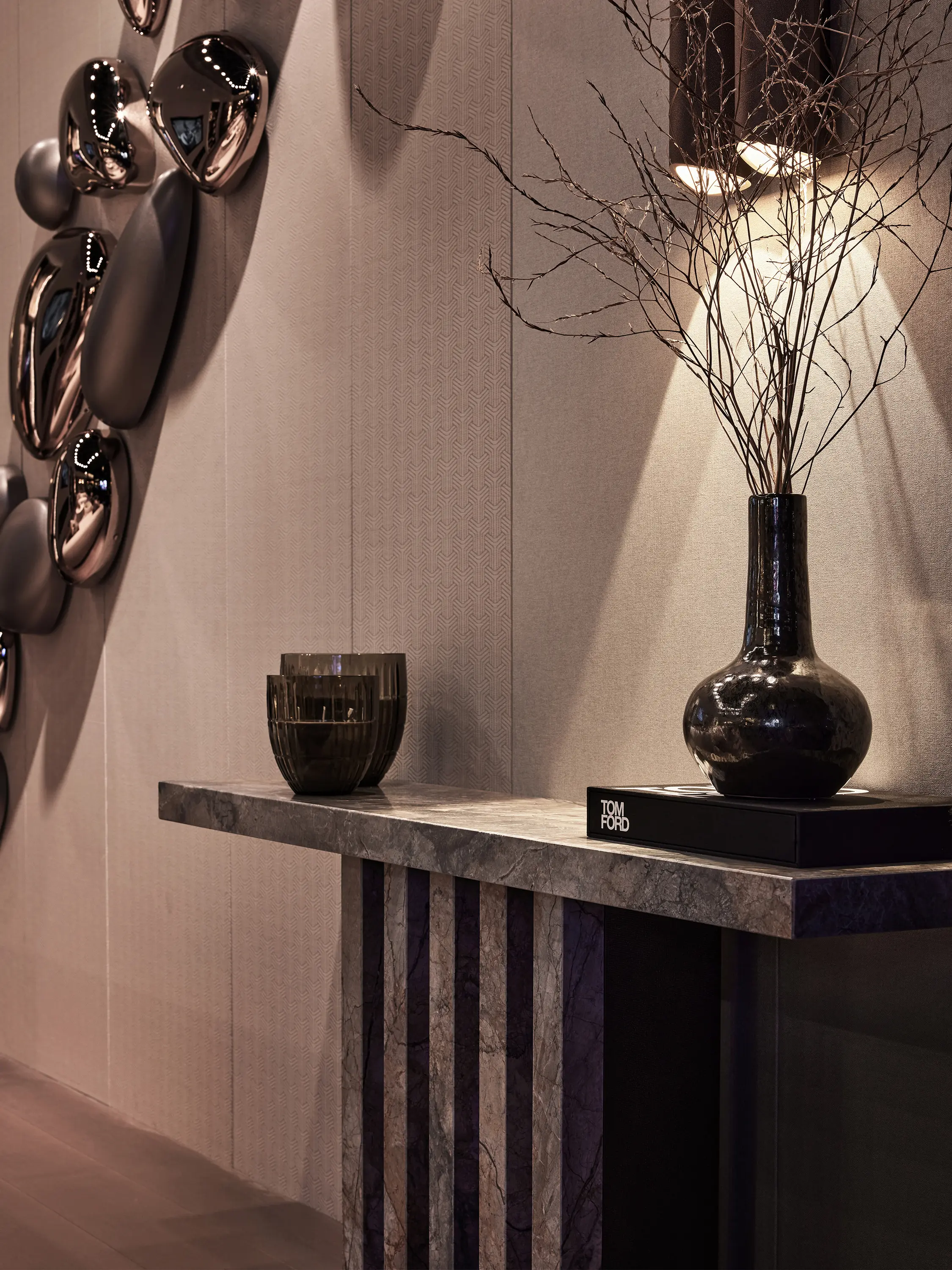 DAMI Luxury Interior - Orion Console Table Marble Silverroots + Matrix Metal Lacquer