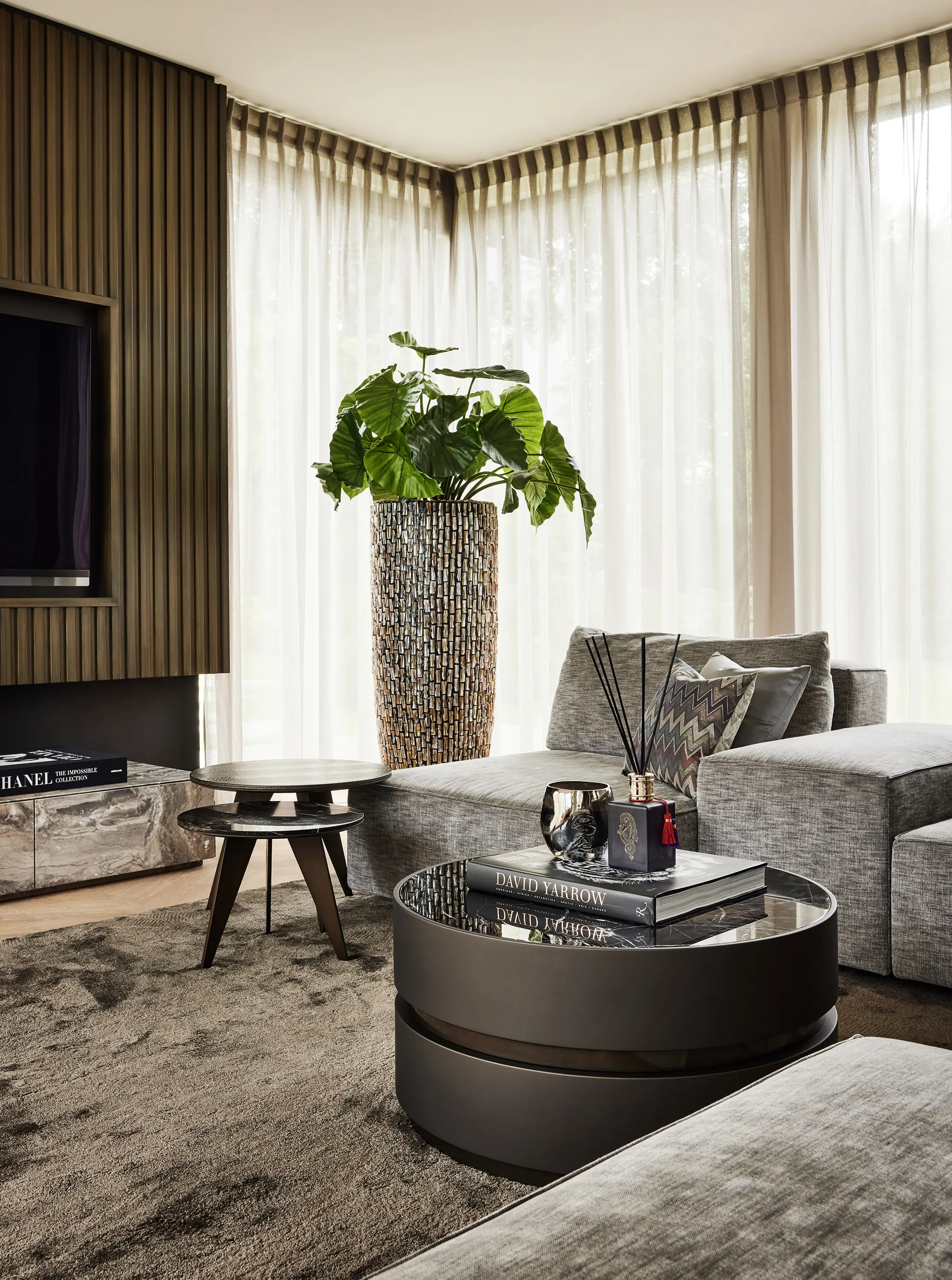 DAMI Luxury Interior - Spinel Coffee Table Softtouch Stone + Marble Arrabescato Inlay