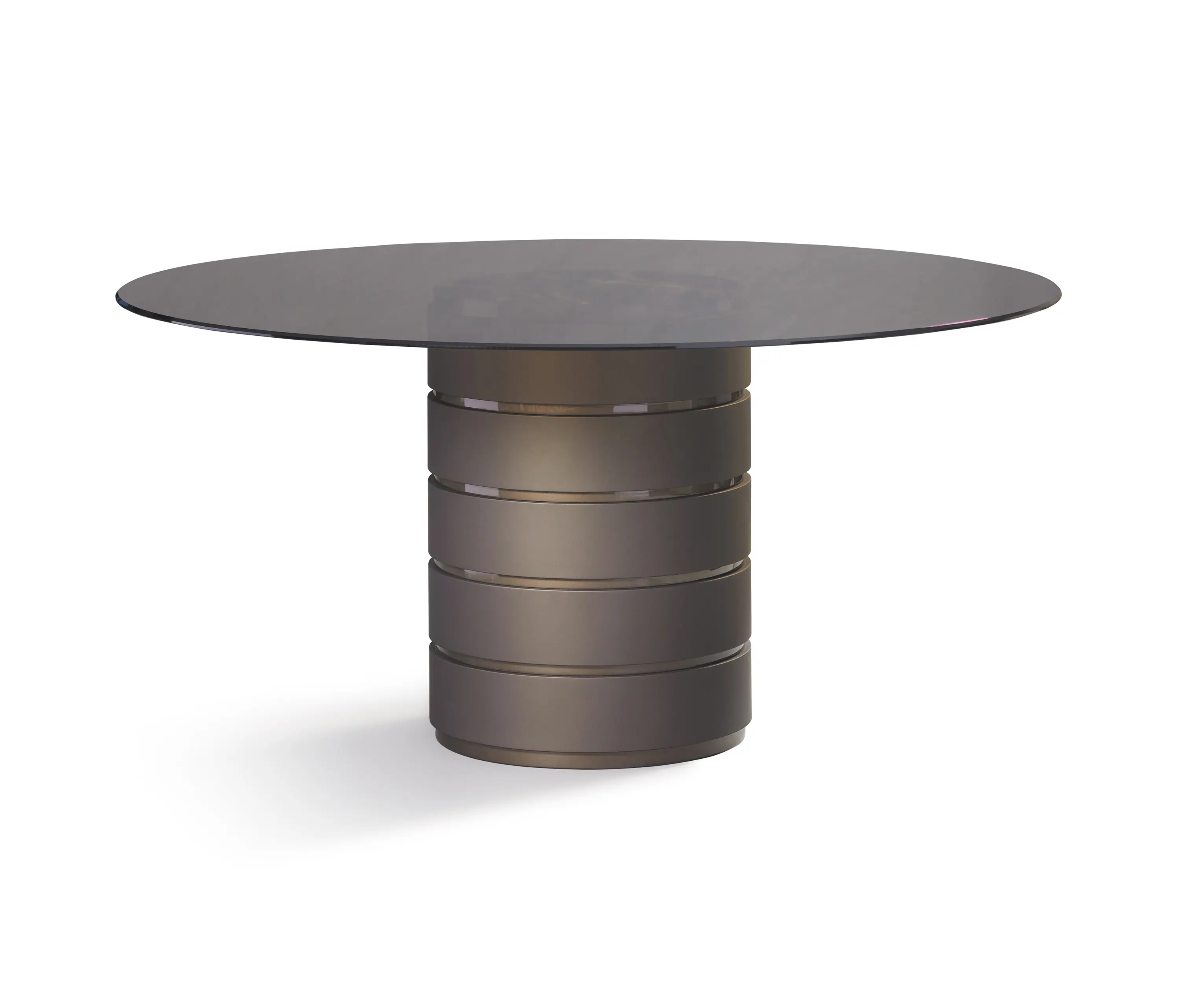 DAMI Luxury Interior - Carnelian Dining Table Softtouch + High Gloss Plints + Marble Inlay + Glass Uni Table Top