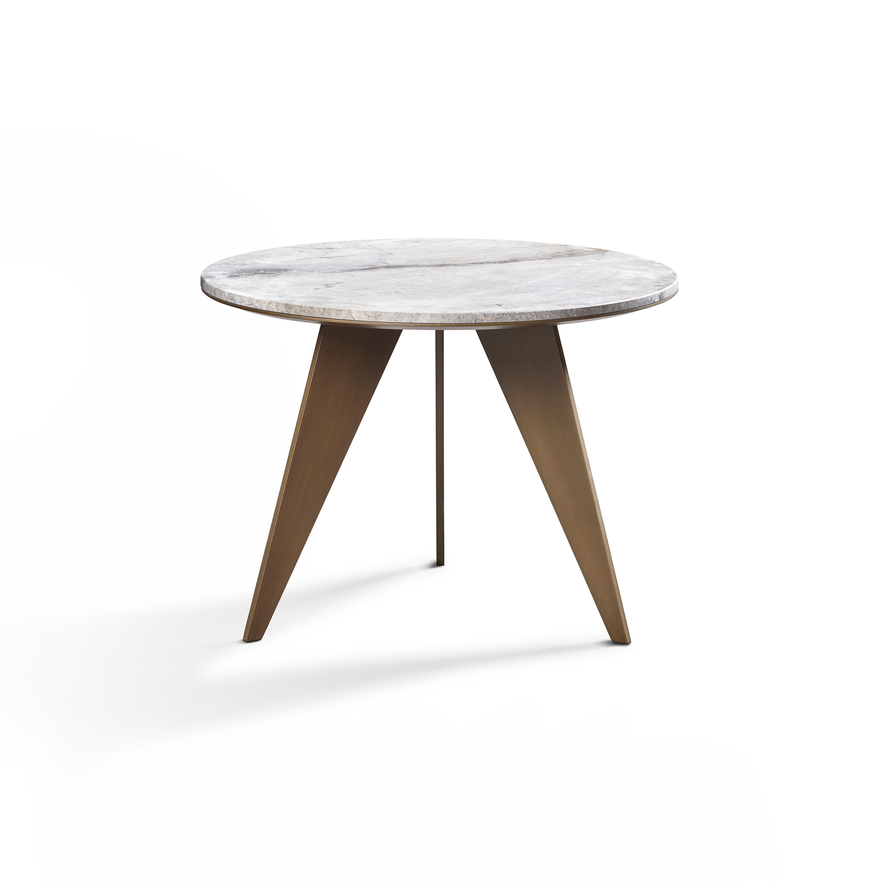 Emerald Side Table Brown Brass + Marble Silverroots Top