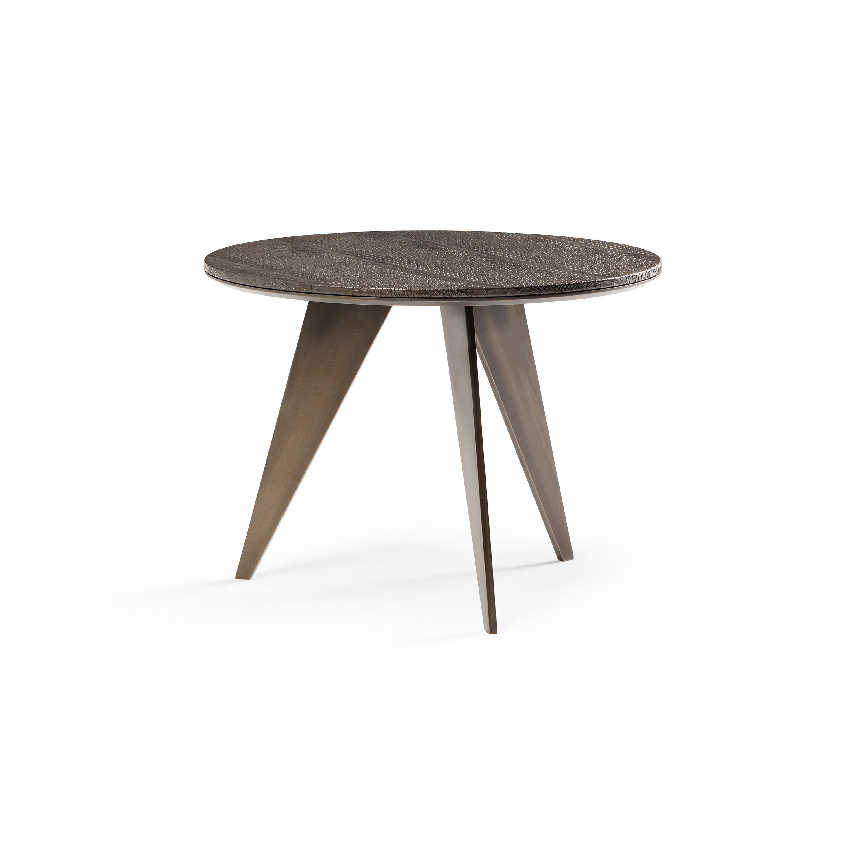 Emerald Side Table Brown Brass + Bronze Python Top
