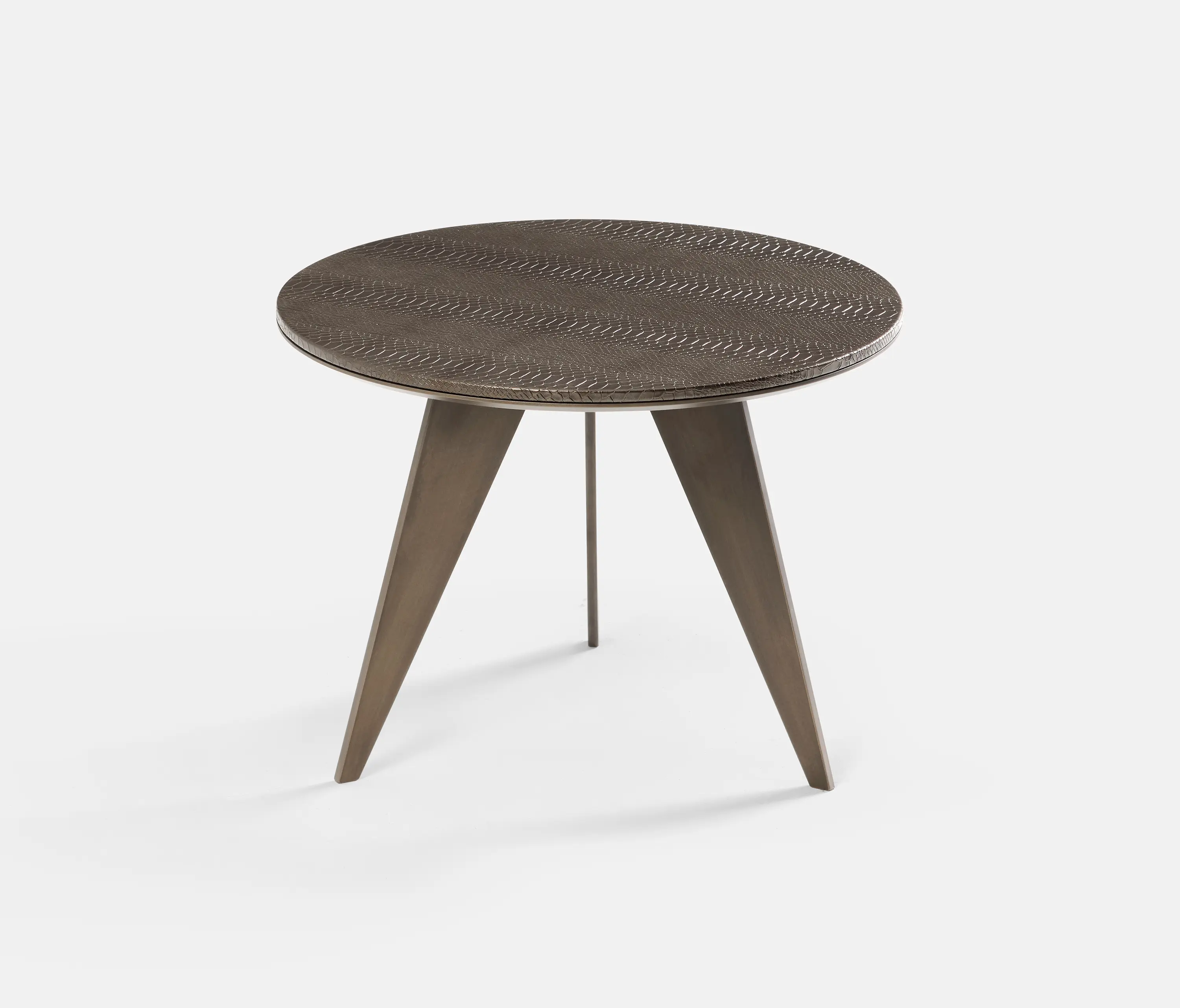 DAMI Luxury Interior - Emerald Side Table Brown Brass + Bronze Python Top
