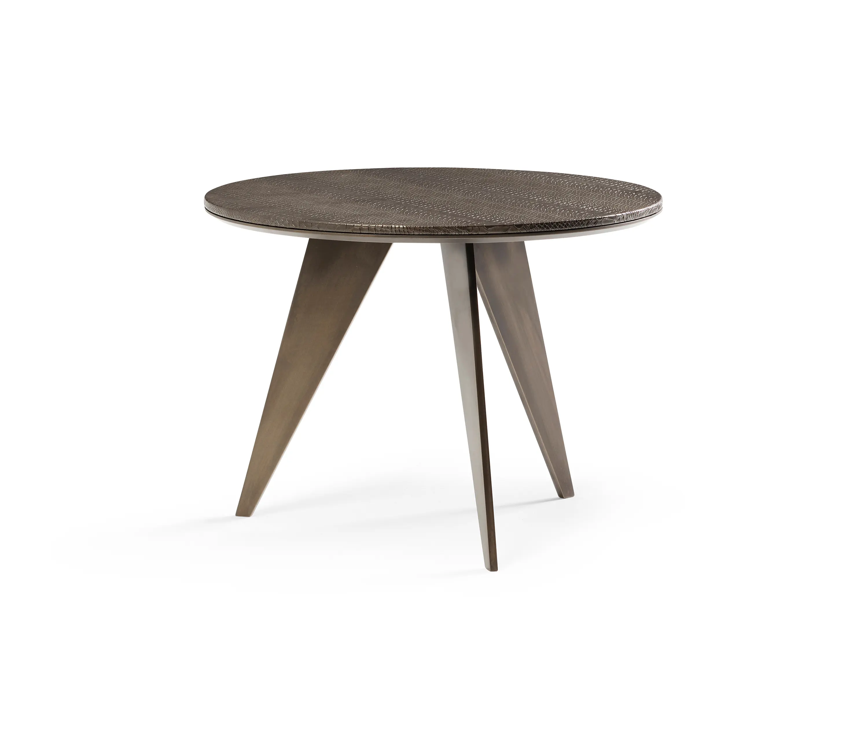 DAMI Luxury Interior - Emerald Side Table Brown Brass + Bronze Python Top