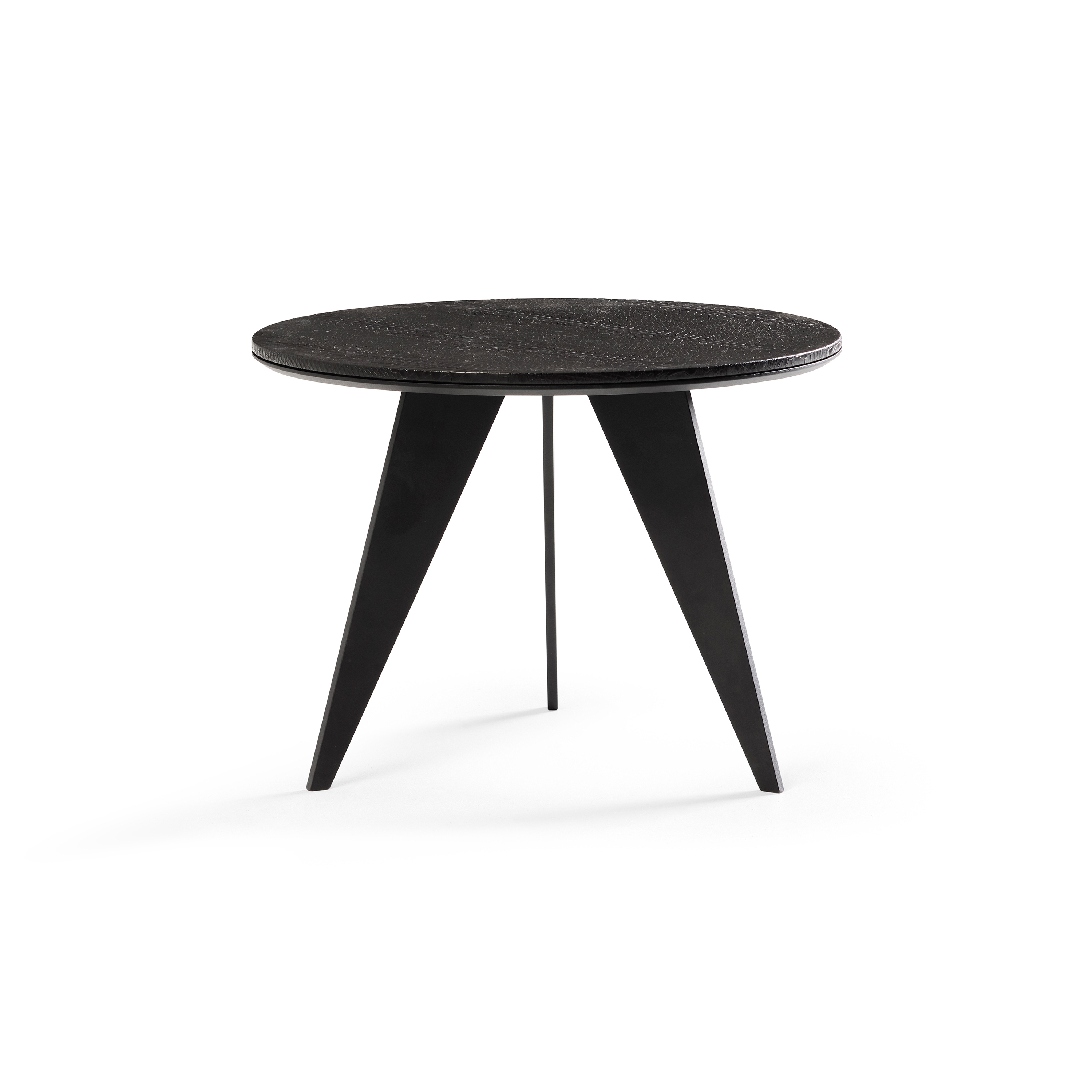 Emerald Side Table Matt Black + Black Python Top