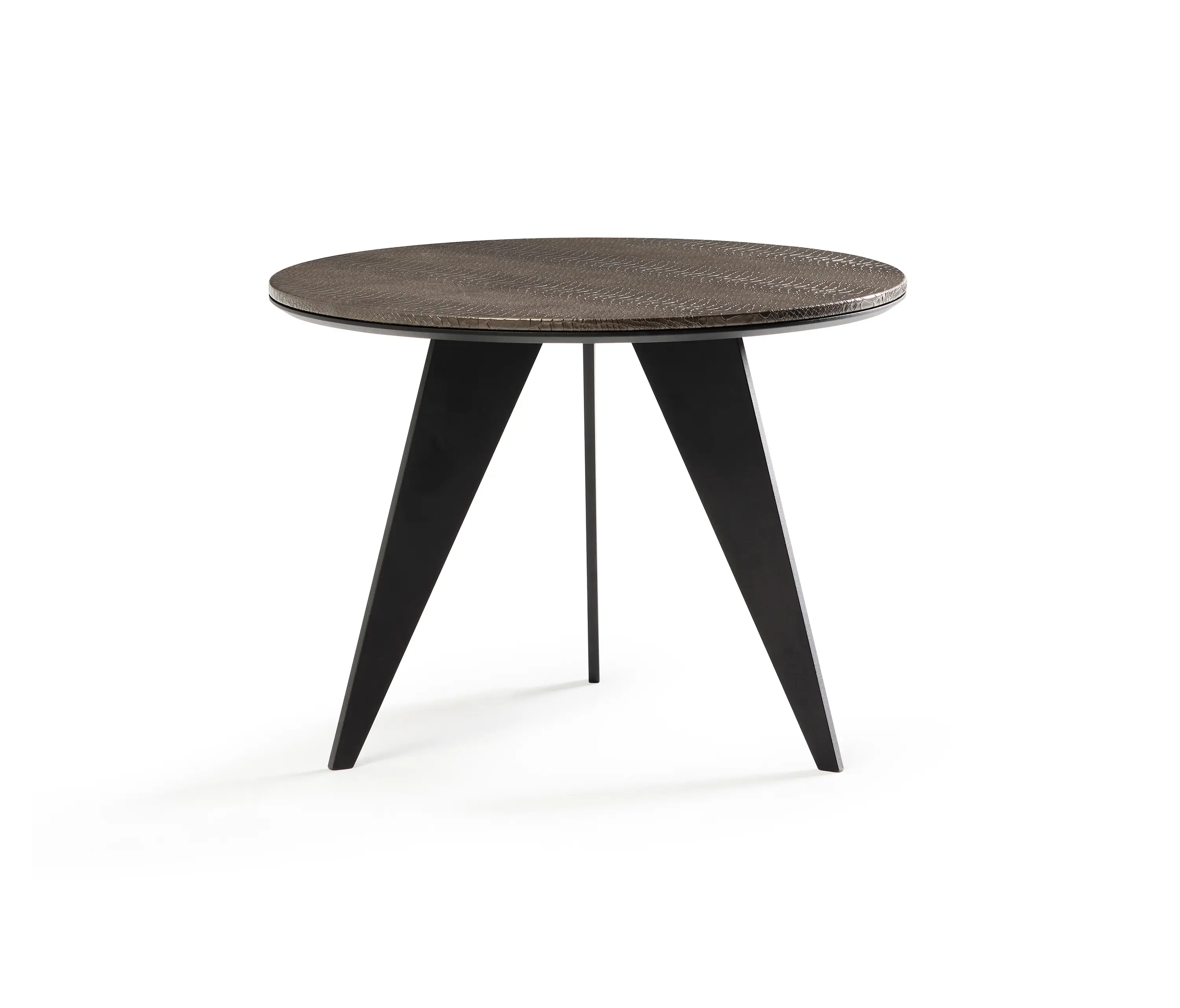 DAMI Luxury Interior - Emerald Side Table Matt Black + Bronze Python Top