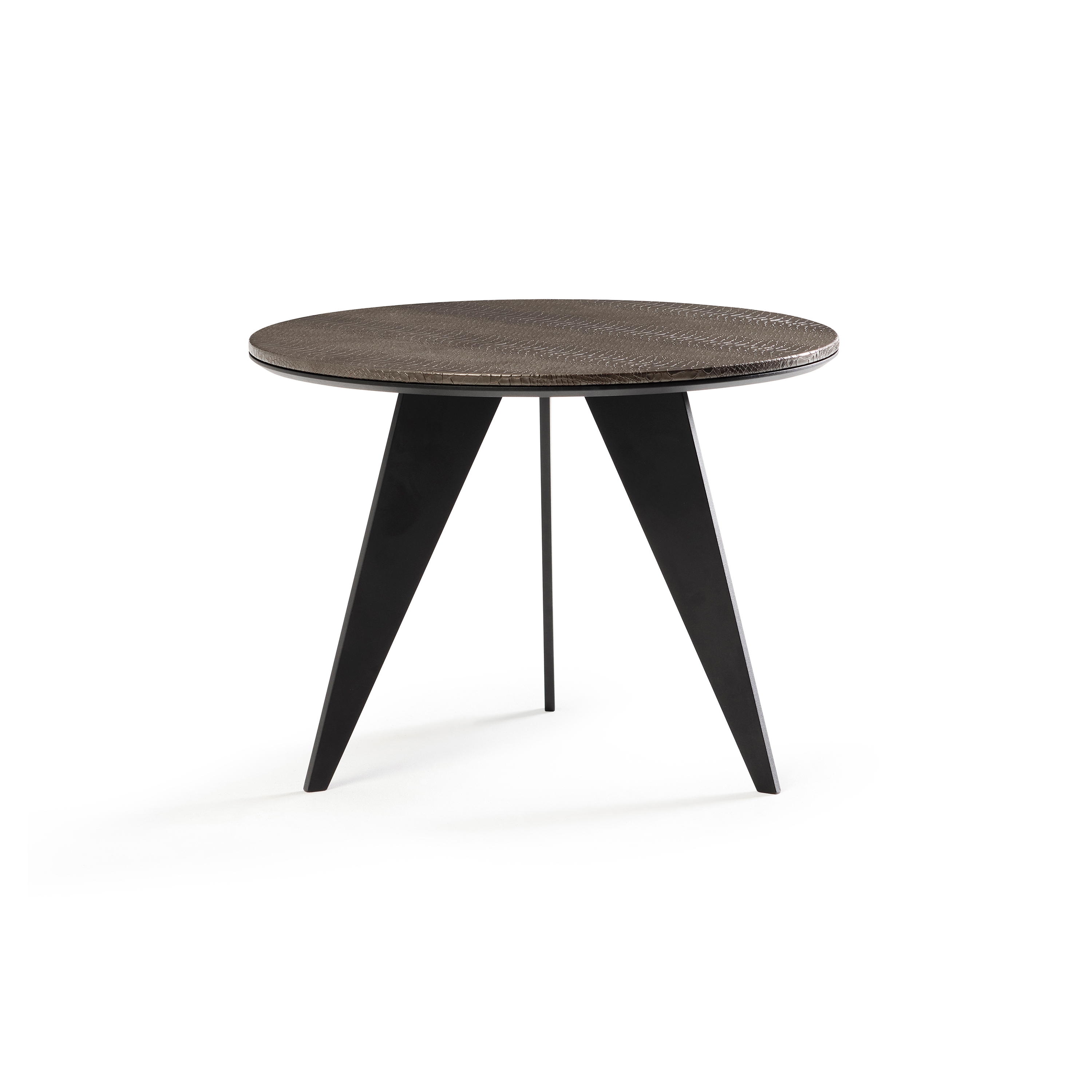 Emerald Side Table Matt Black + Bronze Python Top