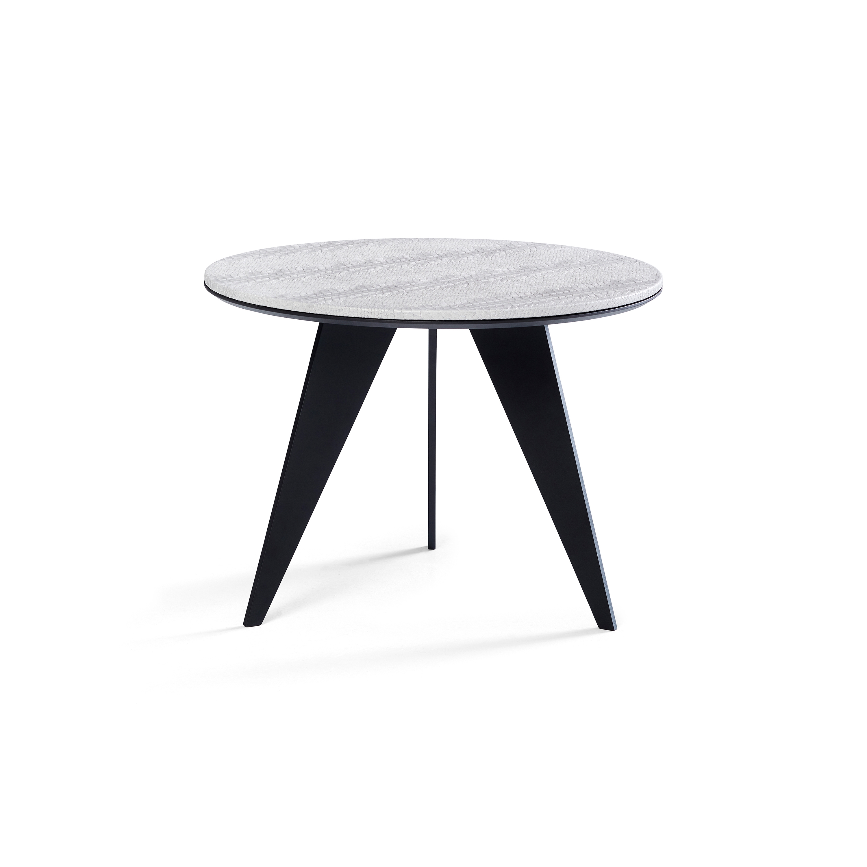 Emerald Side Table Matt Black + Silver Python Top
