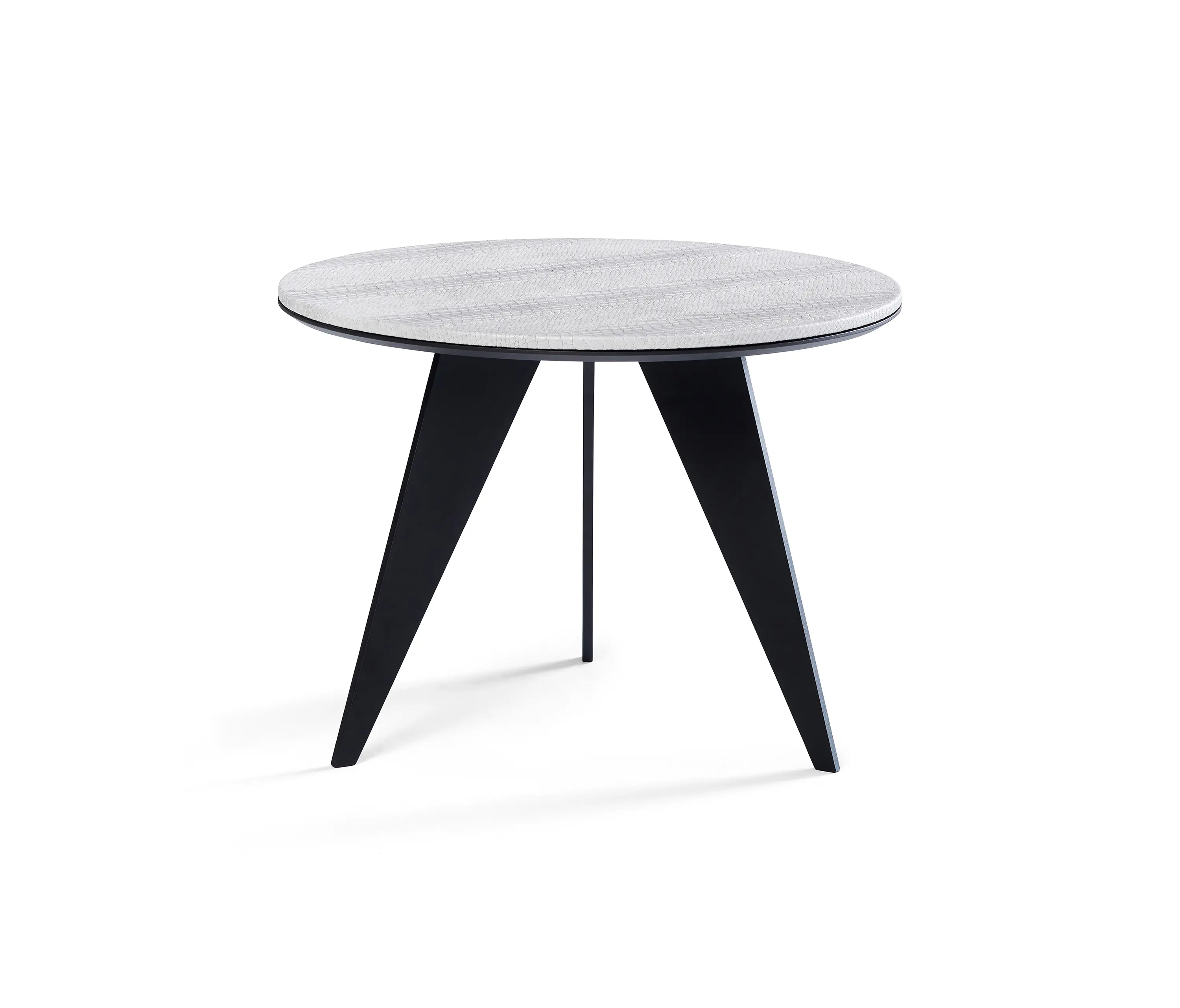 DAMI Luxury Interior - Emerald Side Table Matt Black + Silver Python Top