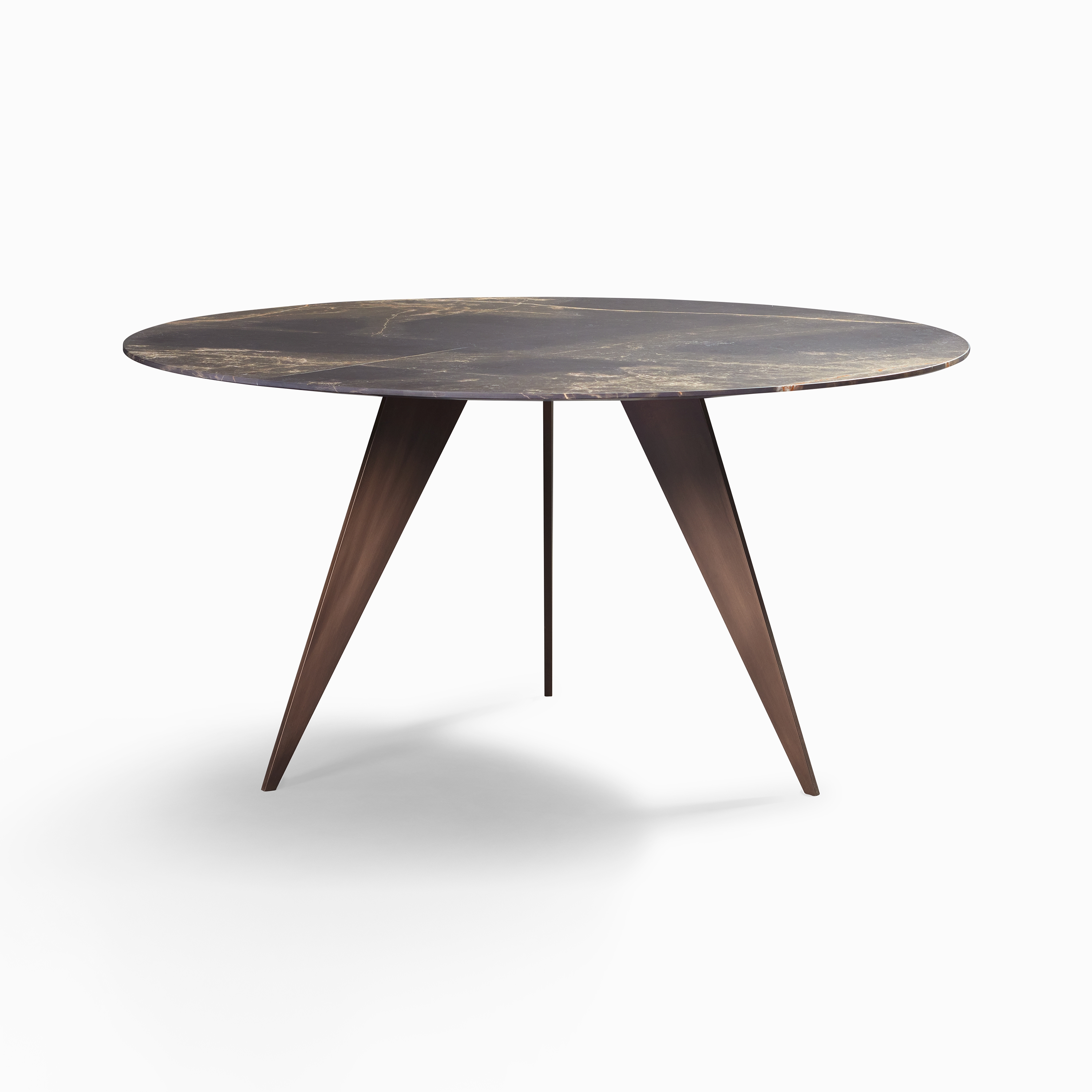 Emerald Dining Table Brown Brass + Marble Grigio Orobico Top