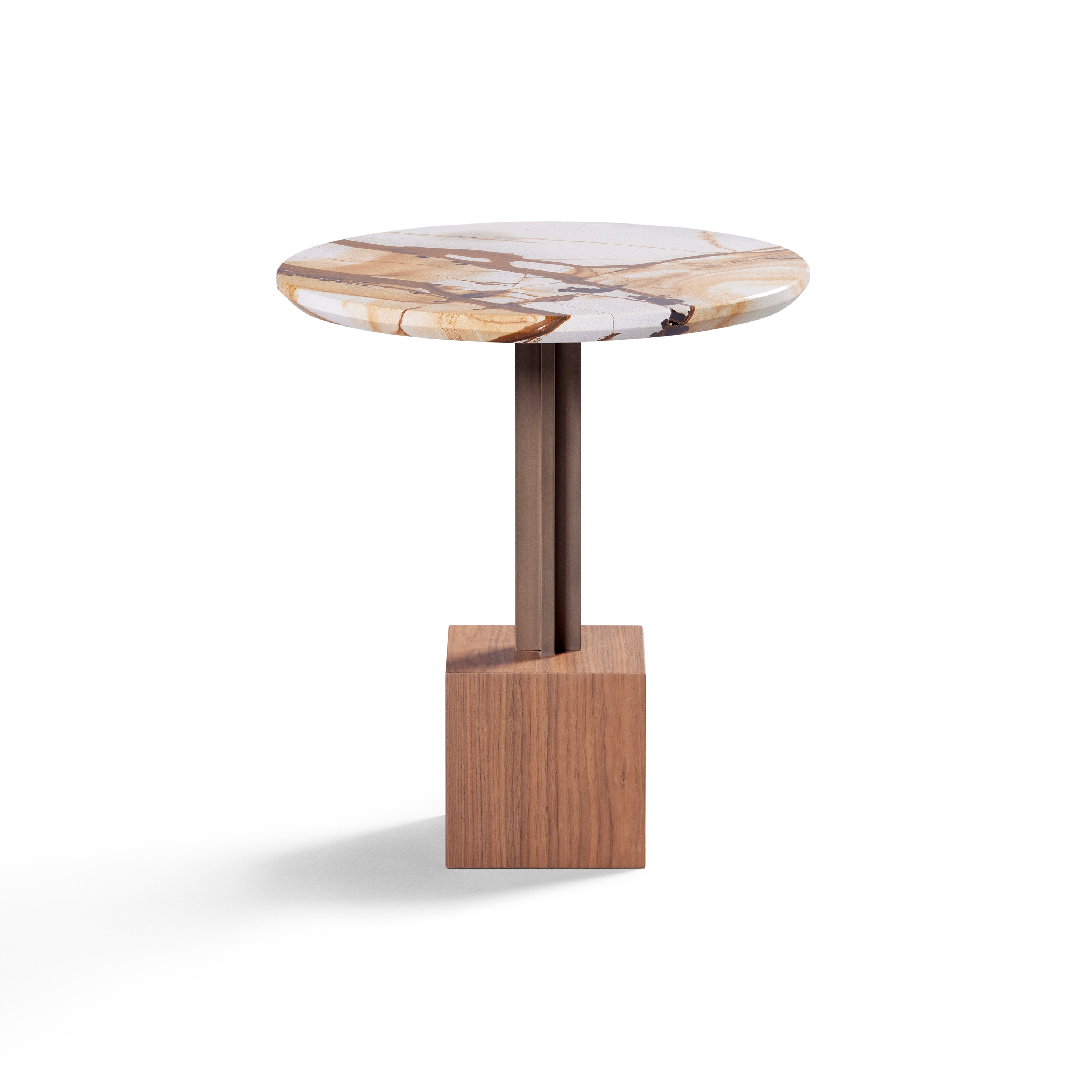 Mostrar el producto Onyx Side Table Walnut Base + Metal Lacquer + Marble Tortuque Top del fabricante DAMI Luxury Interior