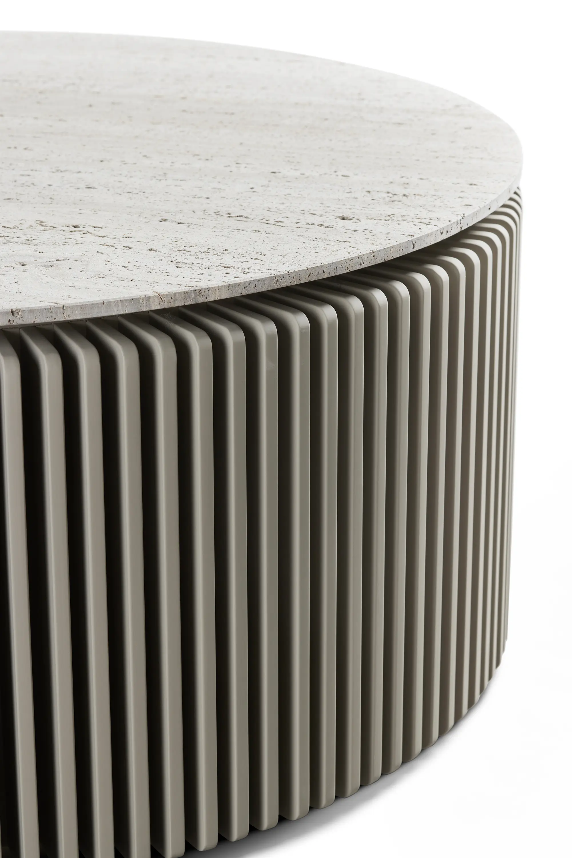 DAMI Luxury Interior - Pearl Coffee Table Softtouch Warm Beige Frame + Travertin Top
