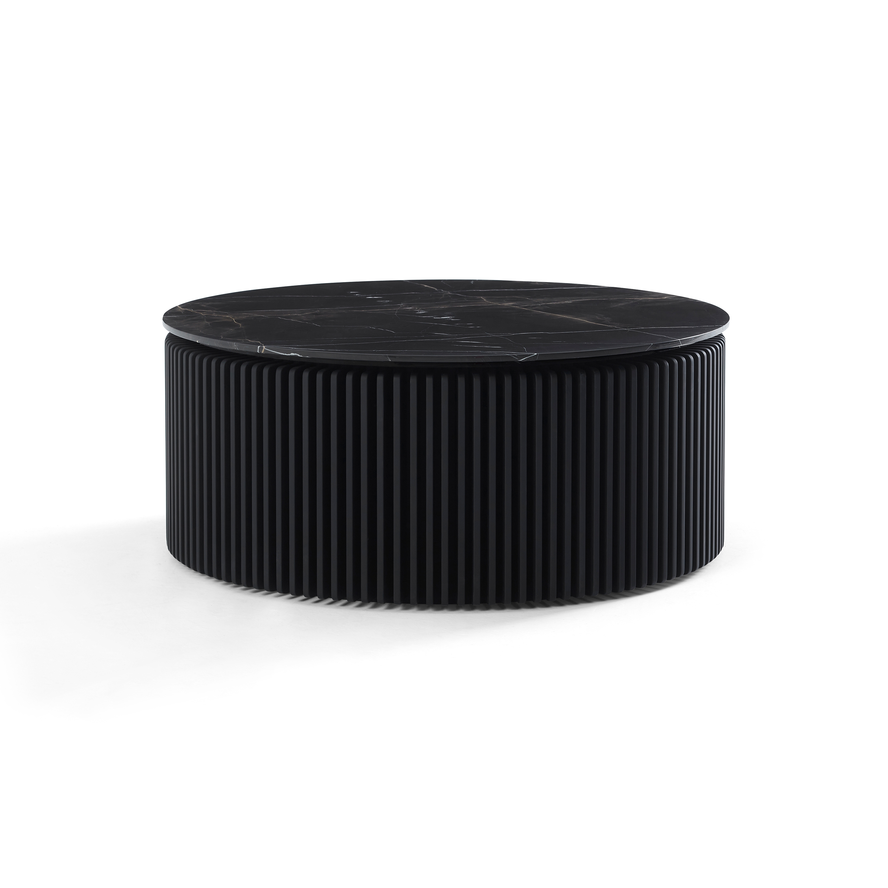 Pearl Coffee Table Softtouch Black + Marble Café Amaro Top