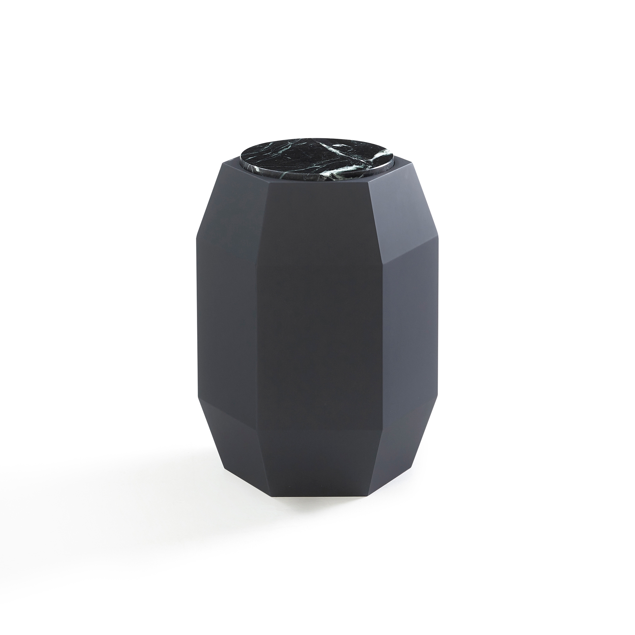 Sapphire Side Table Softtouch Black + Marble Alpi Verde Top