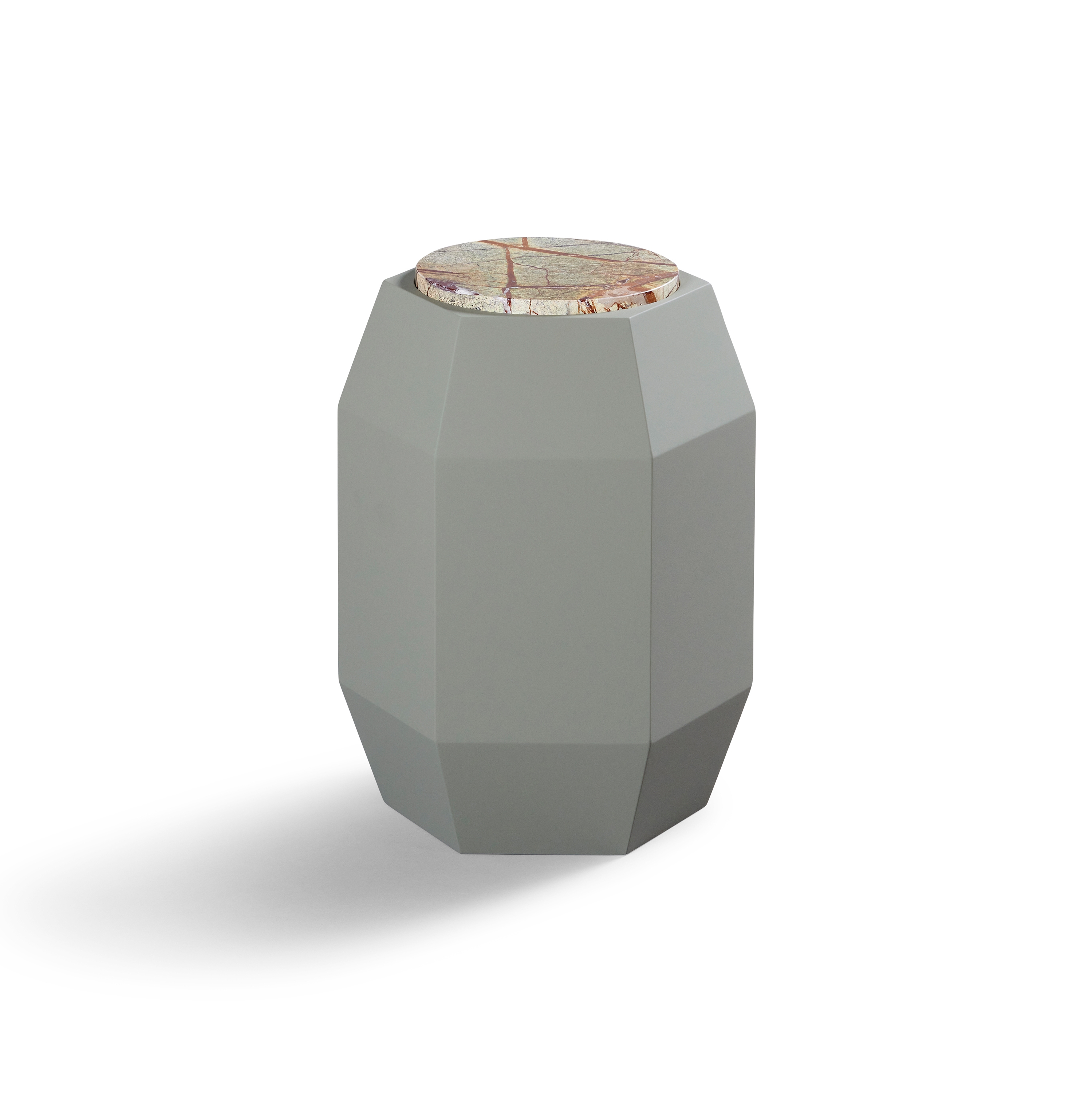 Sapphire Side Table Softtouch Olive + Marble Forest Green Top