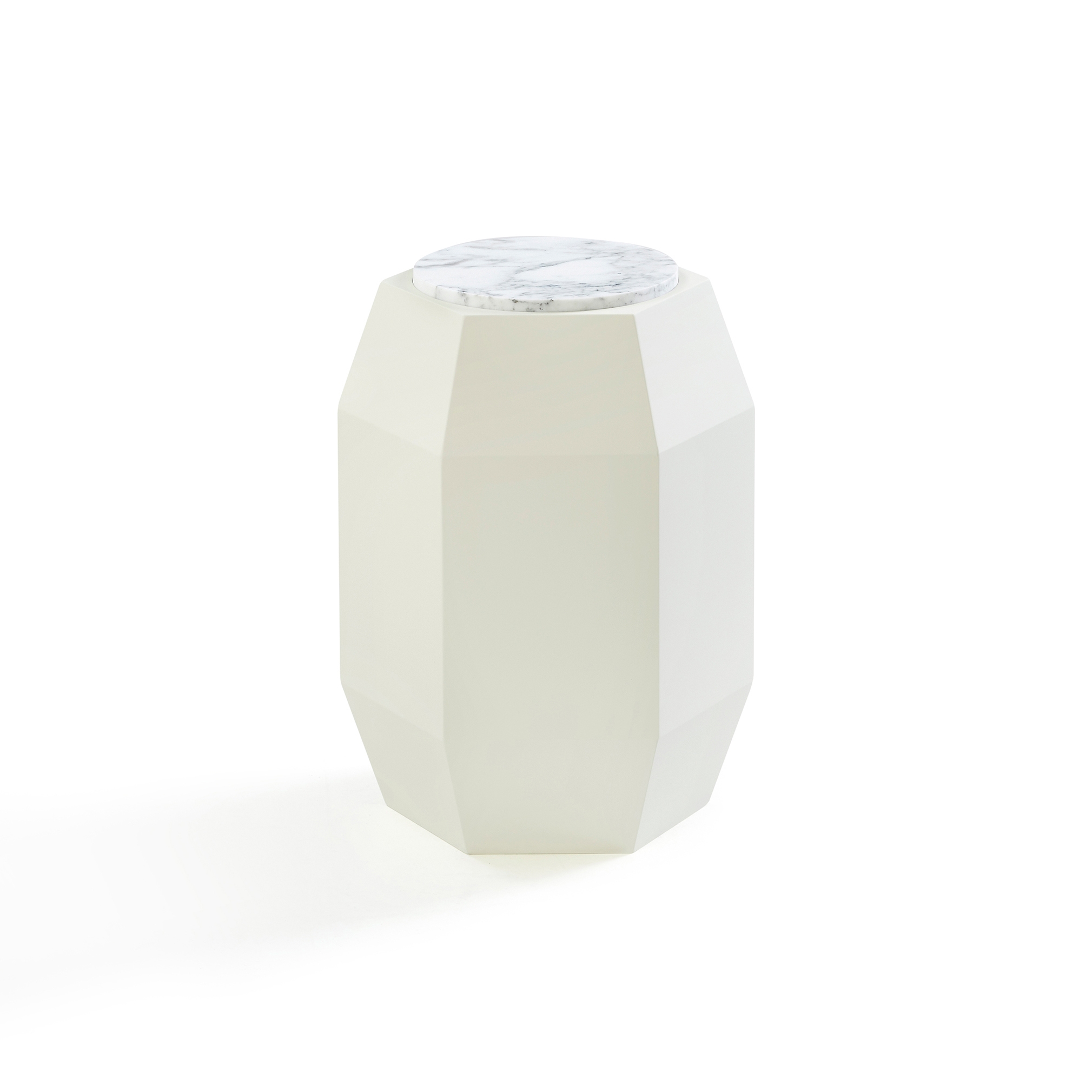 Mostrar el producto Sapphire Side Table Softtouch Off White + Marble Arrabescato Top del fabricante DAMI Luxury Interior